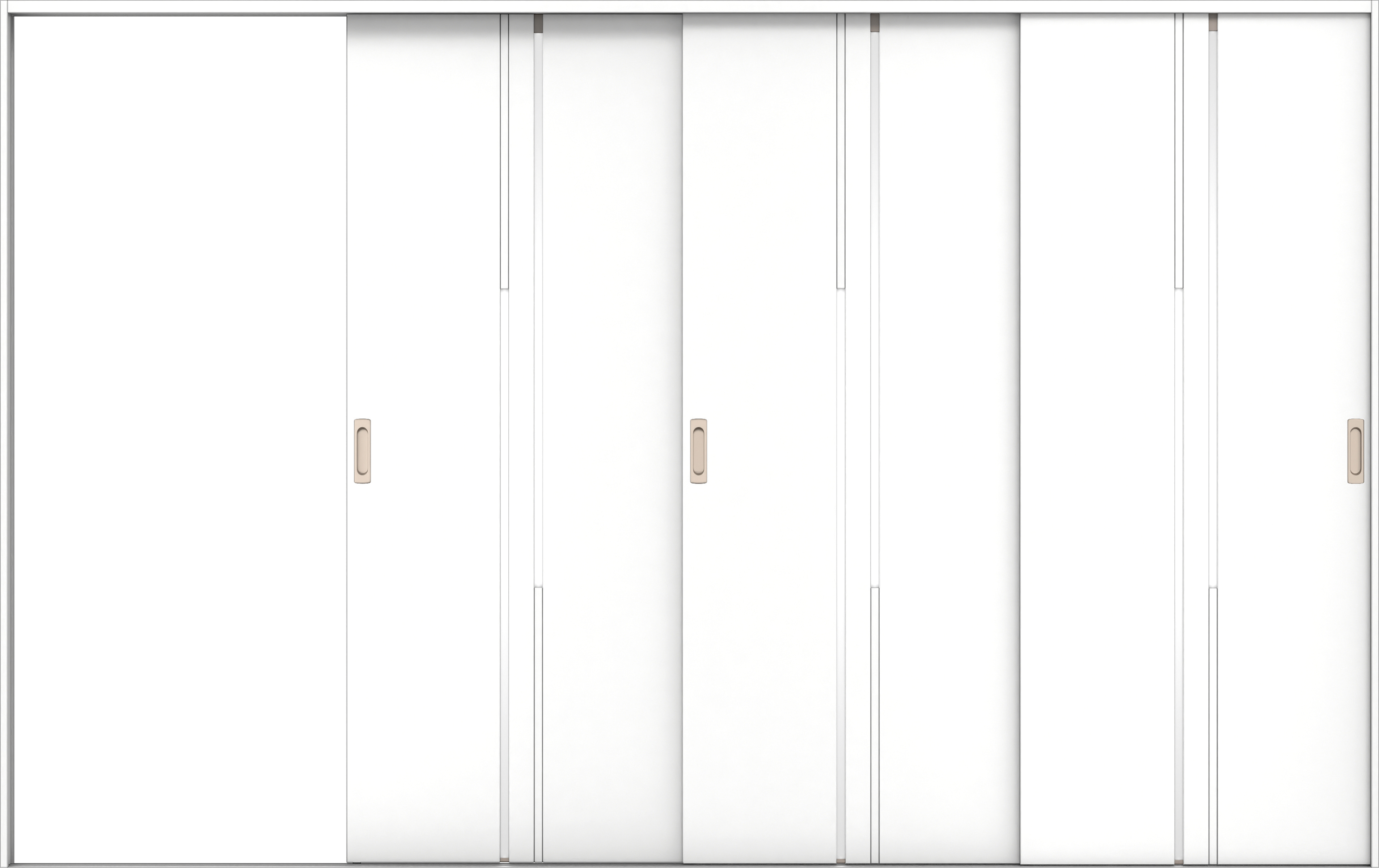 リビングドア　イエリア　引戸・３枚片引　扉セット　７Ｐデザイン　３２２９幅用　２０００高　〈パウダーホワイト柄〉　左引用　錠なし　ラクラクローズ付