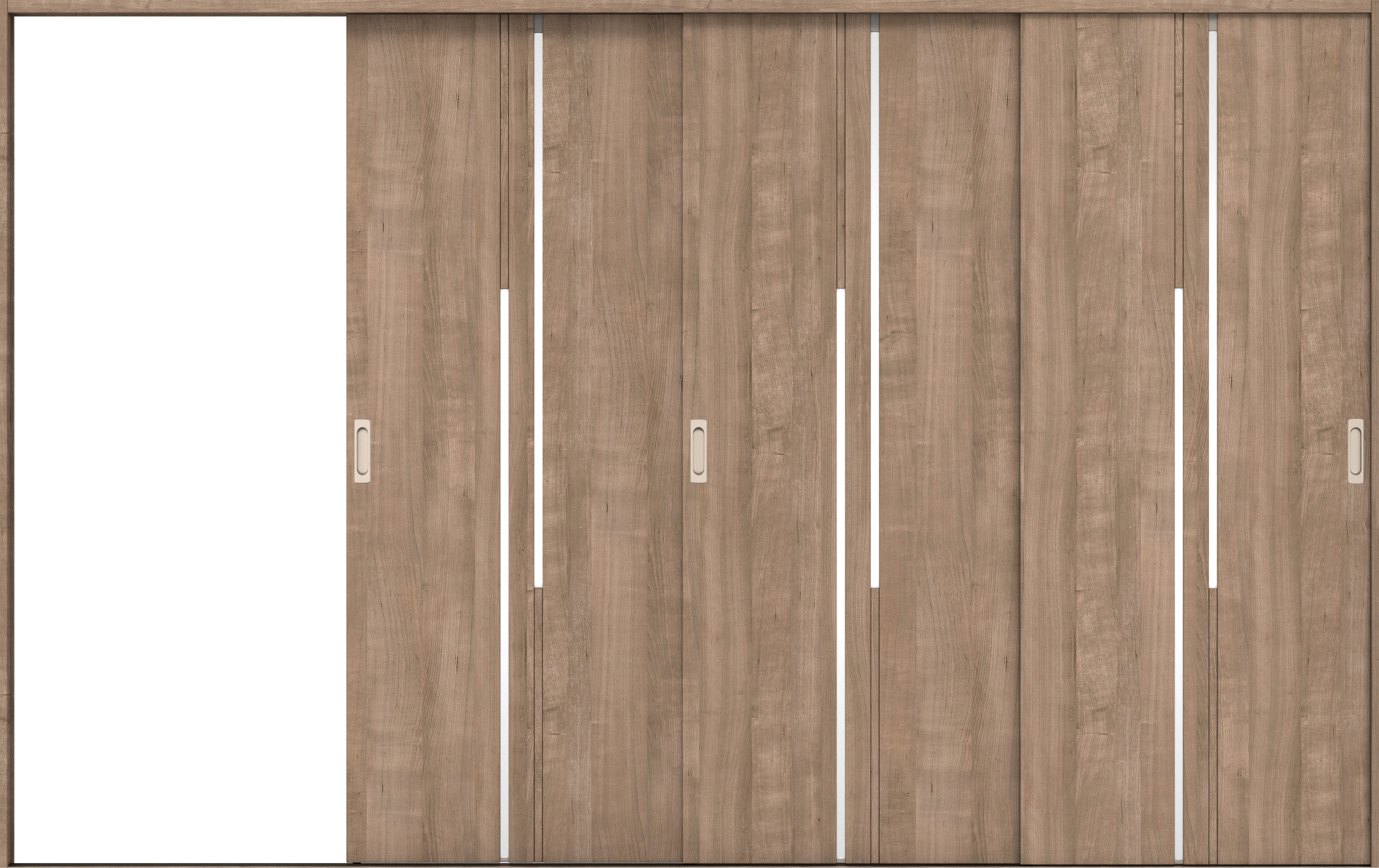 リビングドア　イエリア　引戸・３枚片引　扉セット　７Ｐデザイン　３２２９幅用　２０００高　〈トープグレー柄〉　左引用　錠なし　ラクラクローズ付