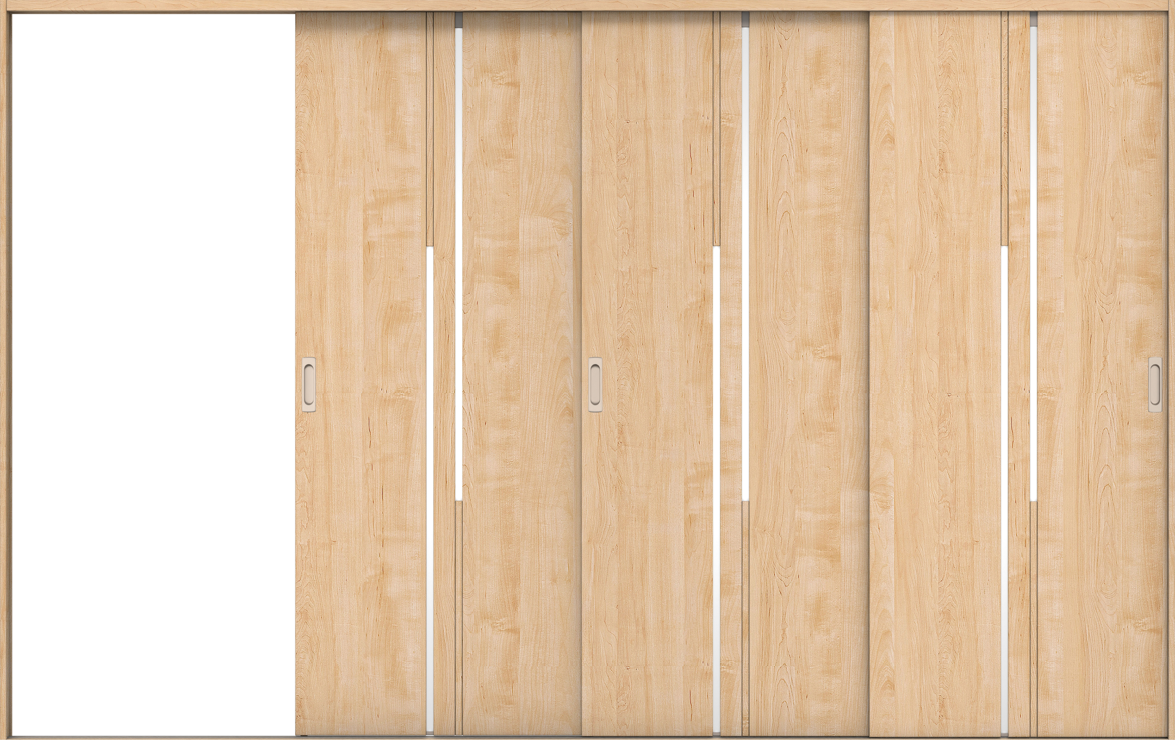 リビングドア　イエリア　引戸・３枚片引　扉セット　７Ｐデザイン　３２２９幅用　２０００高　〈ミルベージュ柄〉　左引用　錠なし　ラクラクローズ付