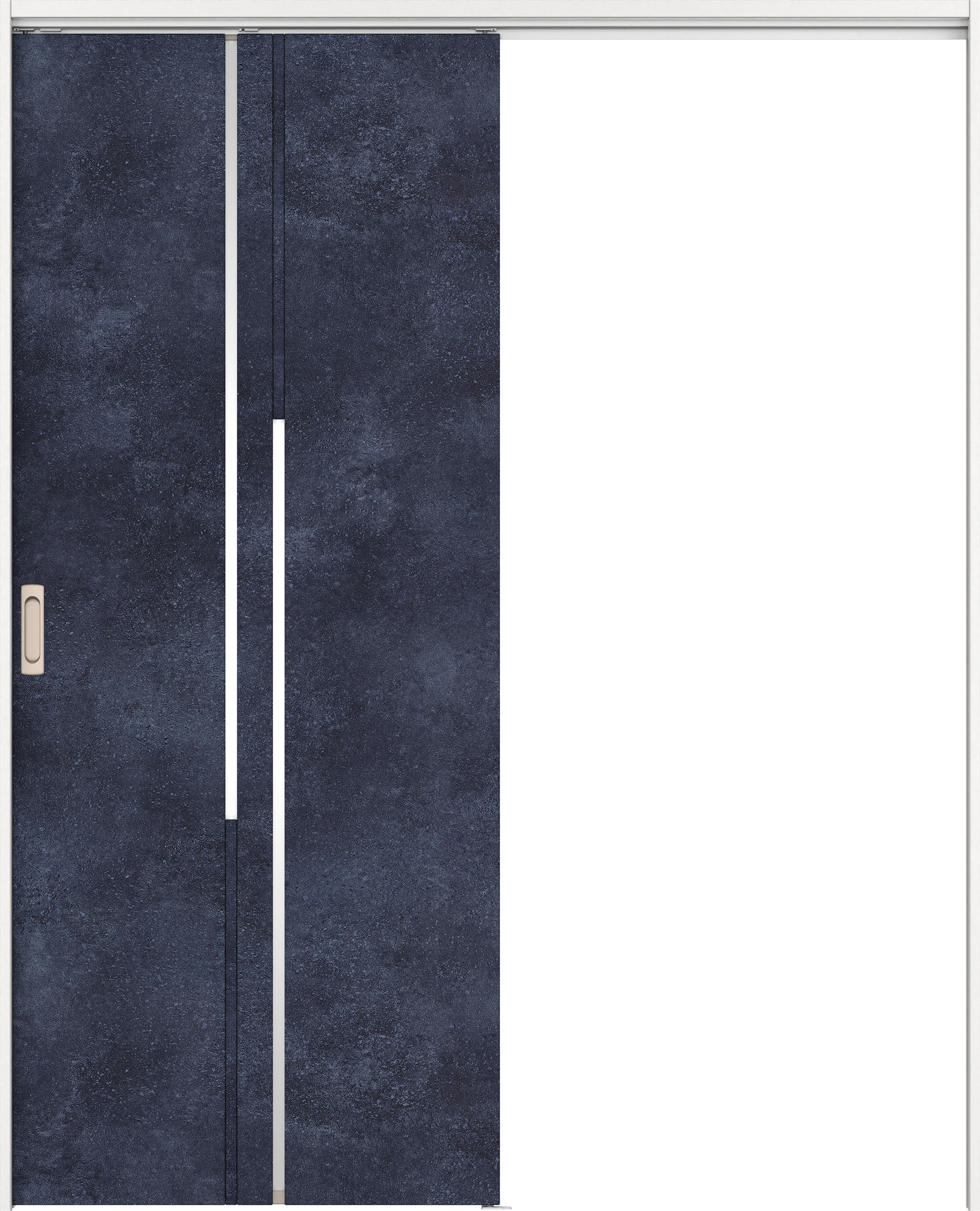 リビングドア　イエリア　吊戸・片引　扉セット　７Ｐデザイン　１６４５幅用　２０００高　〈コバルトブルー柄〉　左右兼用　錠なし　ラクラクローズ付用