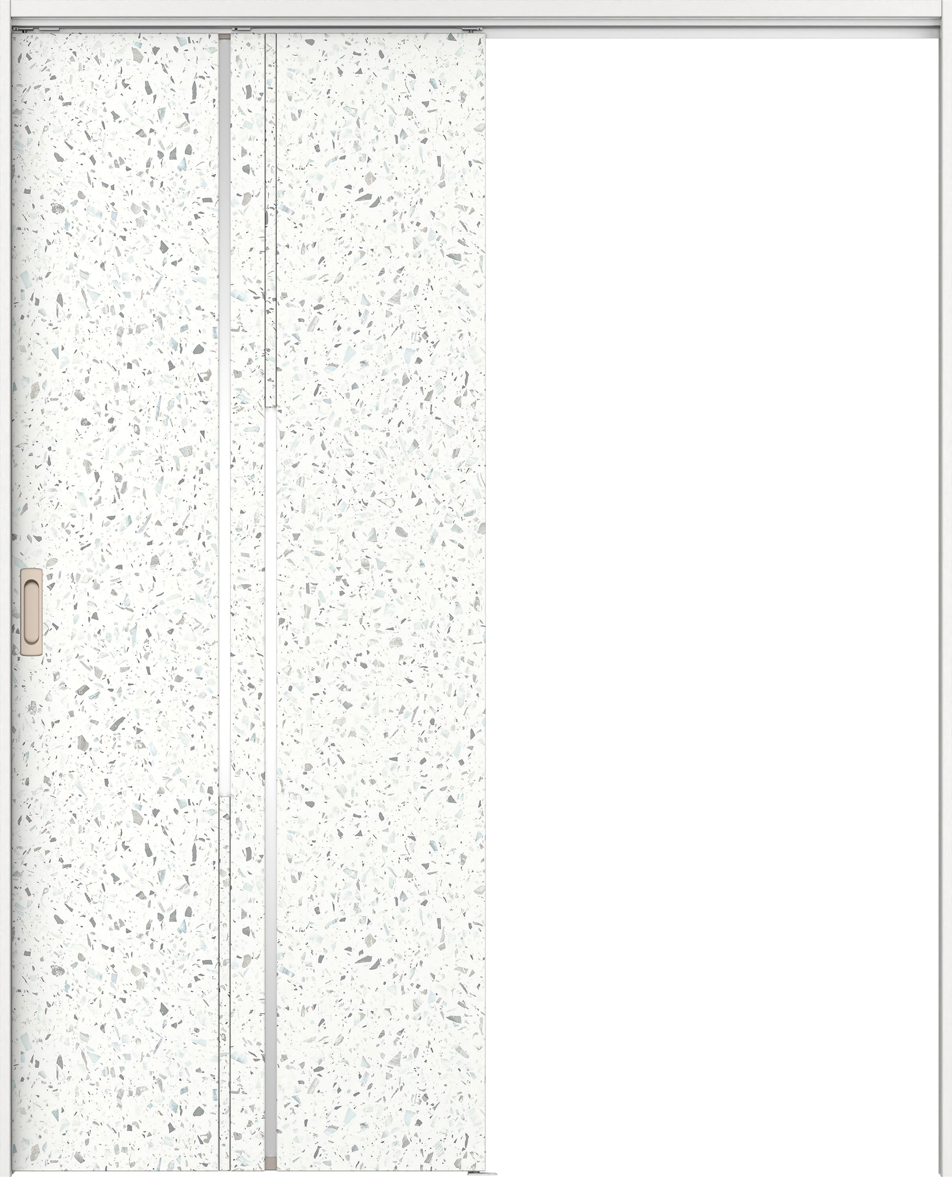 リビングドア　イエリア　吊戸・片引　扉セット　７Ｐデザイン　１６４５幅用　２０００高　〈テラゾホワイト柄〉　左右兼用　錠なし　ラクラクローズ付用