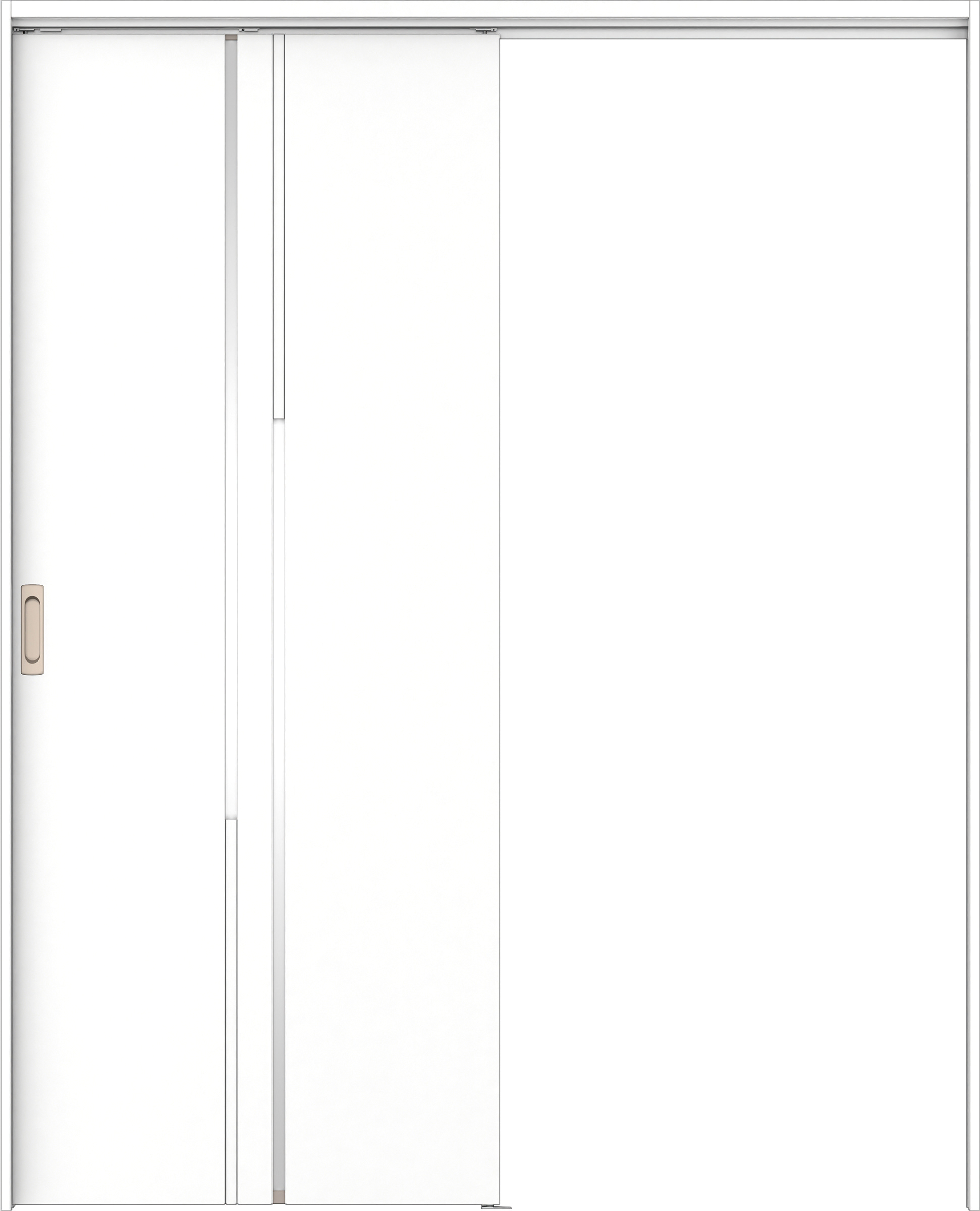 リビングドア　イエリア　吊戸・片引　扉セット　７Ｐデザイン　１４５０幅用　２０００高　〈パウダーホワイト柄〉　左右兼用　錠なし　ラクラクローズ付用