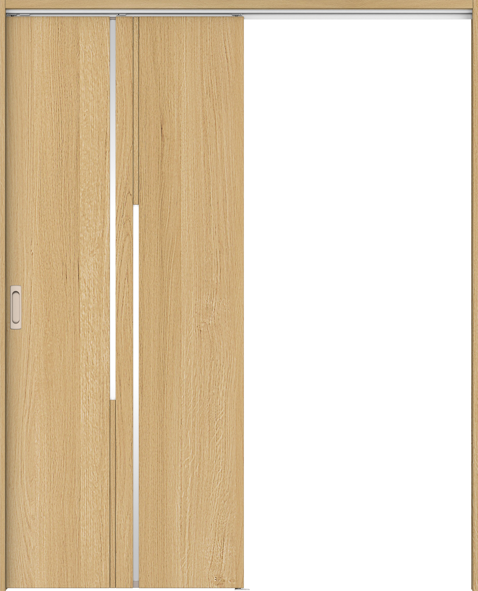 リビングドア　イエリア　吊戸・片引　扉セット　７Ｐデザイン　１４５０幅用　２０００高　〈ライトオーカー柄〉　左右兼用　錠なし　ラクラクローズ付用