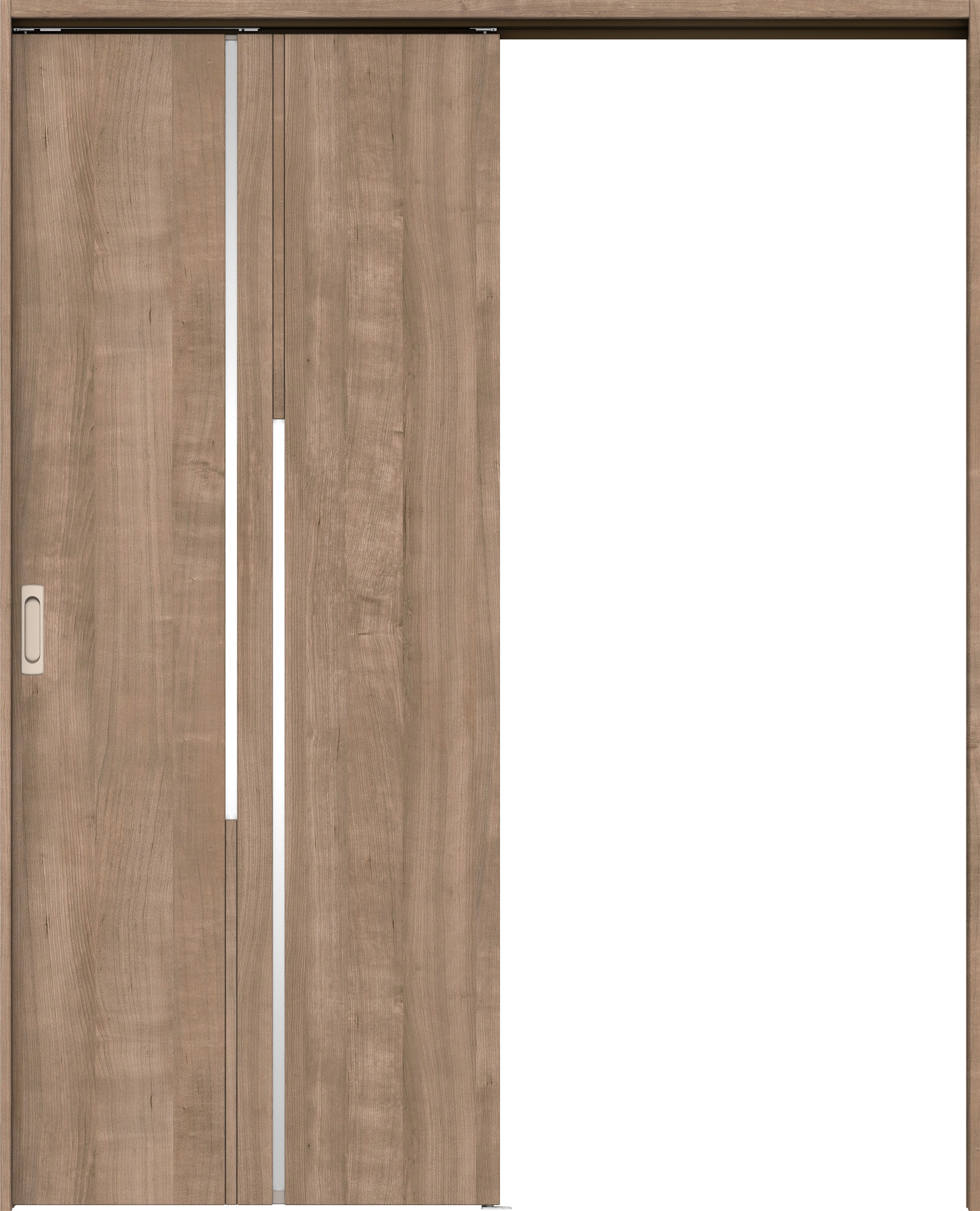 リビングドア　イエリア　吊戸・片引　扉セット　７Ｐデザイン　１４５０幅用　２０００高　〈トープグレー柄〉　左右兼用　錠なし　ラクラクローズ付用