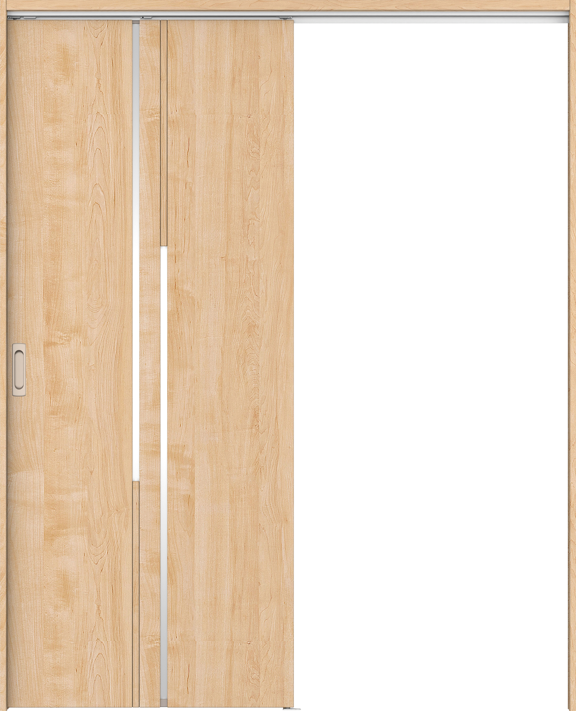 リビングドア　イエリア　吊戸・片引　扉セット　７Ｐデザイン　１４５０幅用　２０００高　〈ミルベージュ柄〉　左右兼用　錠なし　ラクラクローズ付用