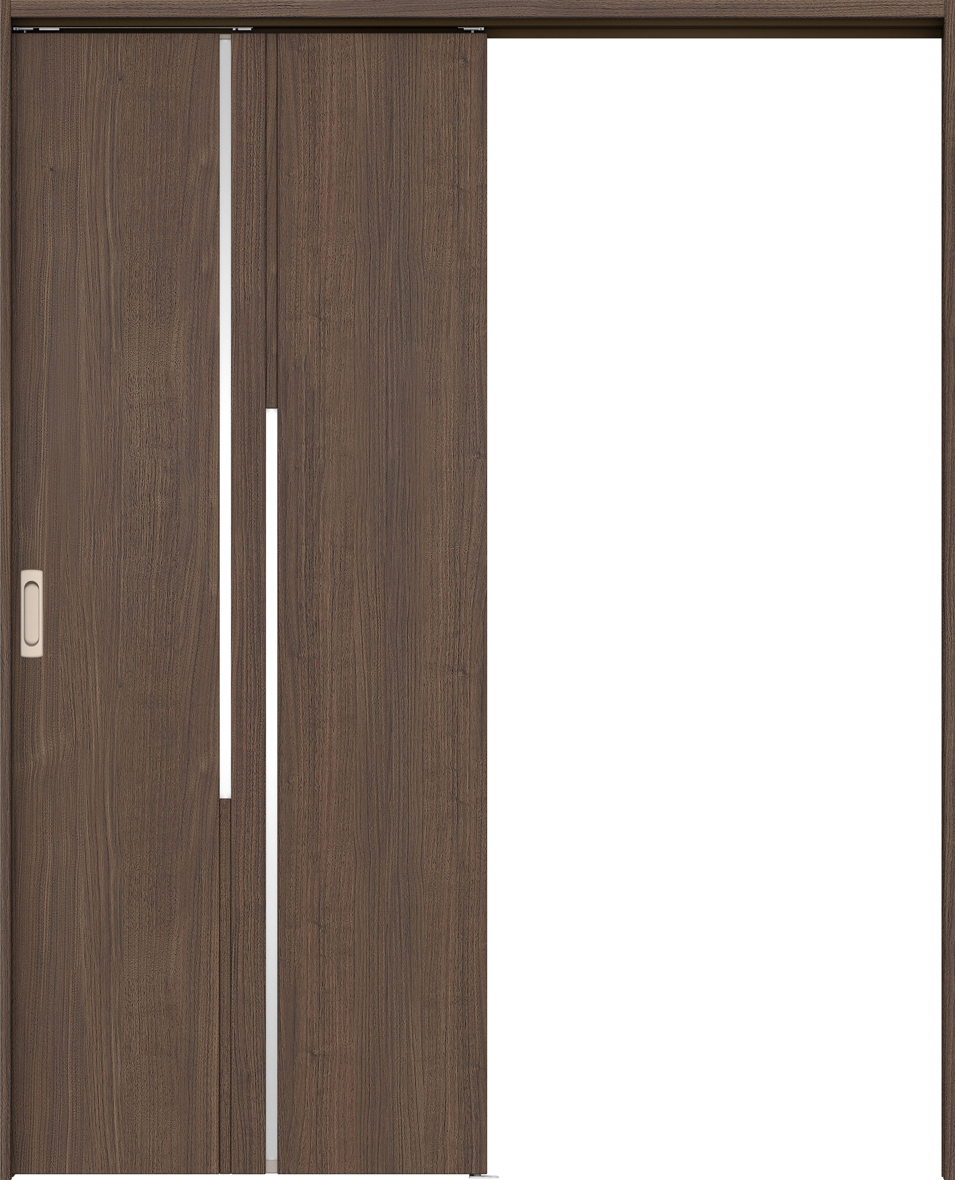 リビングドア　イエリア　吊戸・片引　扉セット　７Ｐデザイン　１４５０幅用　２０００高　〈ダルブラウン柄〉　左右兼用　錠なし　ラクラクローズ付用