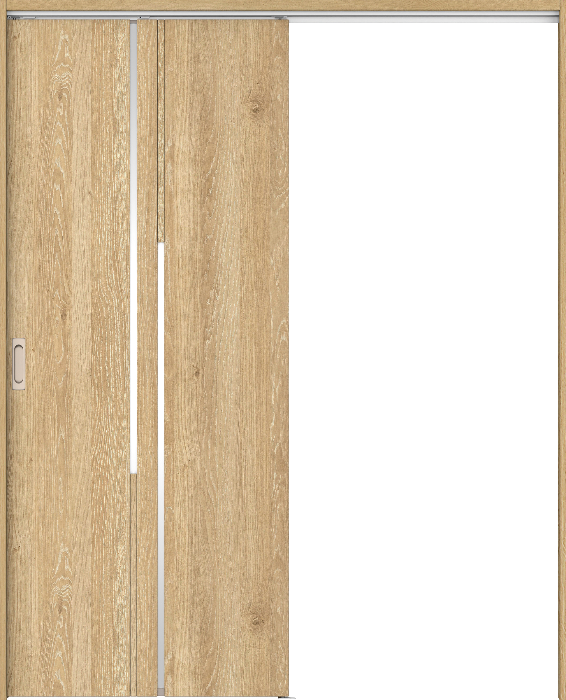 リビングドア　イエリア　吊戸・片引　扉セット　７Ｐデザイン　１６４５幅用　２０００高　〈ミルキーオーカー柄〉　左右兼用　錠なし　ラクラクローズ付用