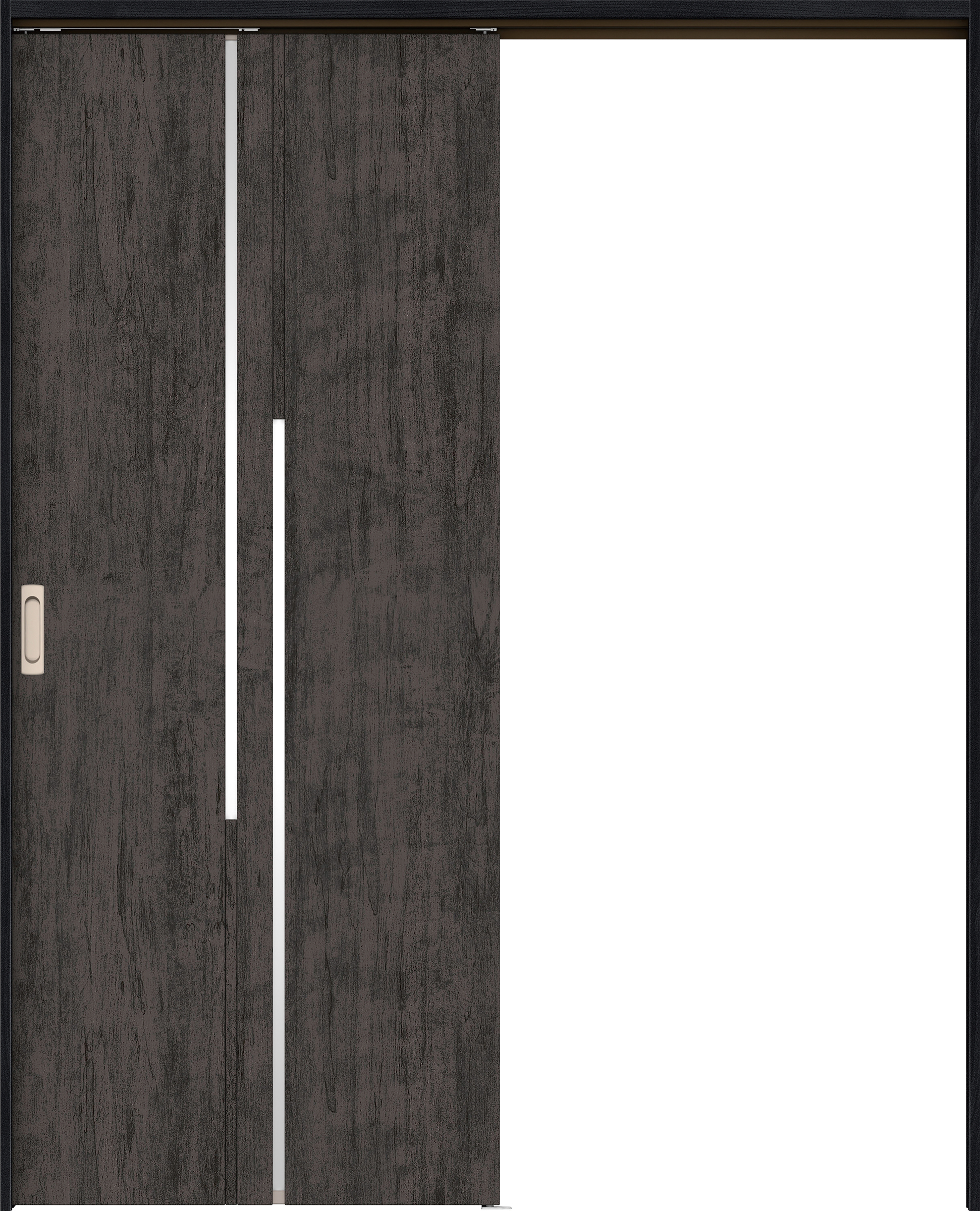 リビングドア　イエリア　吊戸・片引　扉セット　７Ｐデザイン　１６４５幅用　２０００高　〈ドライブラック柄〉　左右兼用　錠なし　ラクラクローズ付用