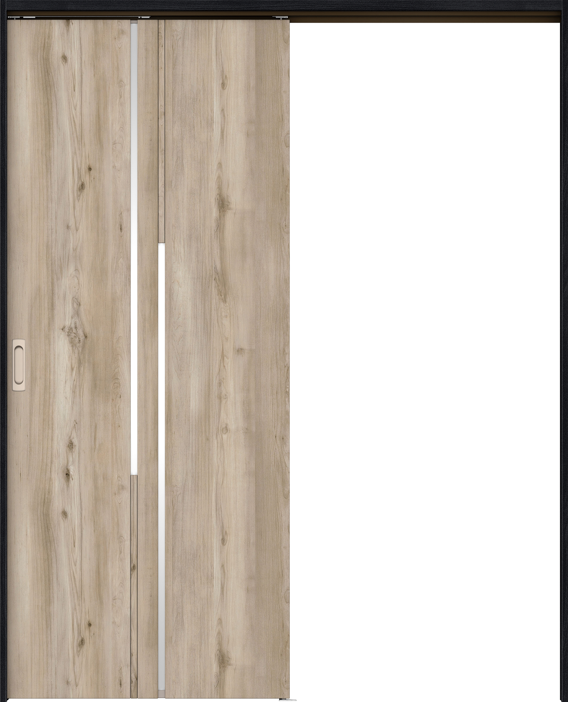 リビングドア　イエリア　吊戸・片引　扉セット　７Ｐデザイン　１６４５幅用　２０００高　〈スモークグレー柄〉　左右兼用　錠なし　ラクラクローズ付用