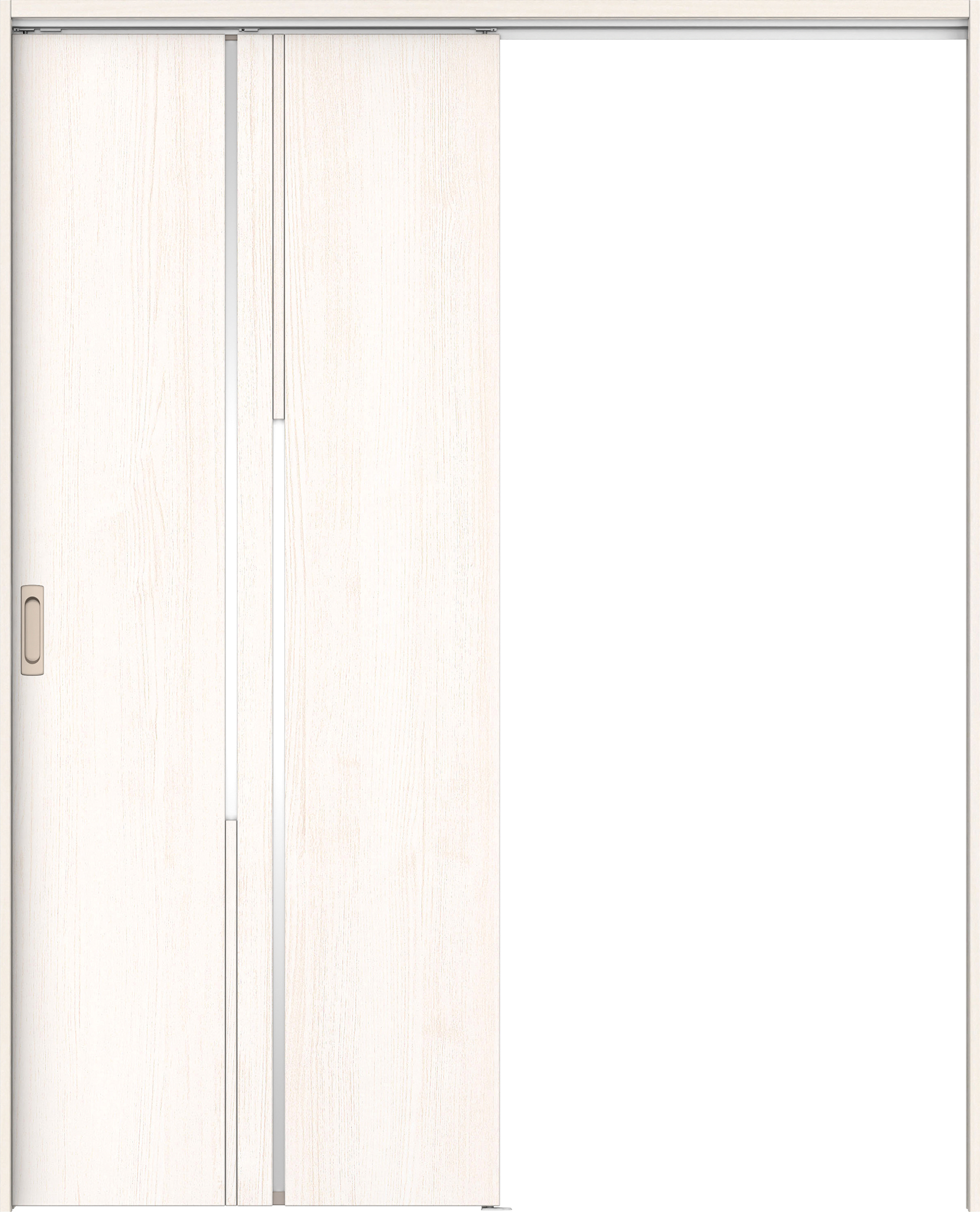リビングドア　イエリア　吊戸・片引　扉セット　７Ｐデザイン　１４５０幅用　２０００高　〈ネオホワイト柄〉　左右兼用　錠なし　ラクラクローズ付用
