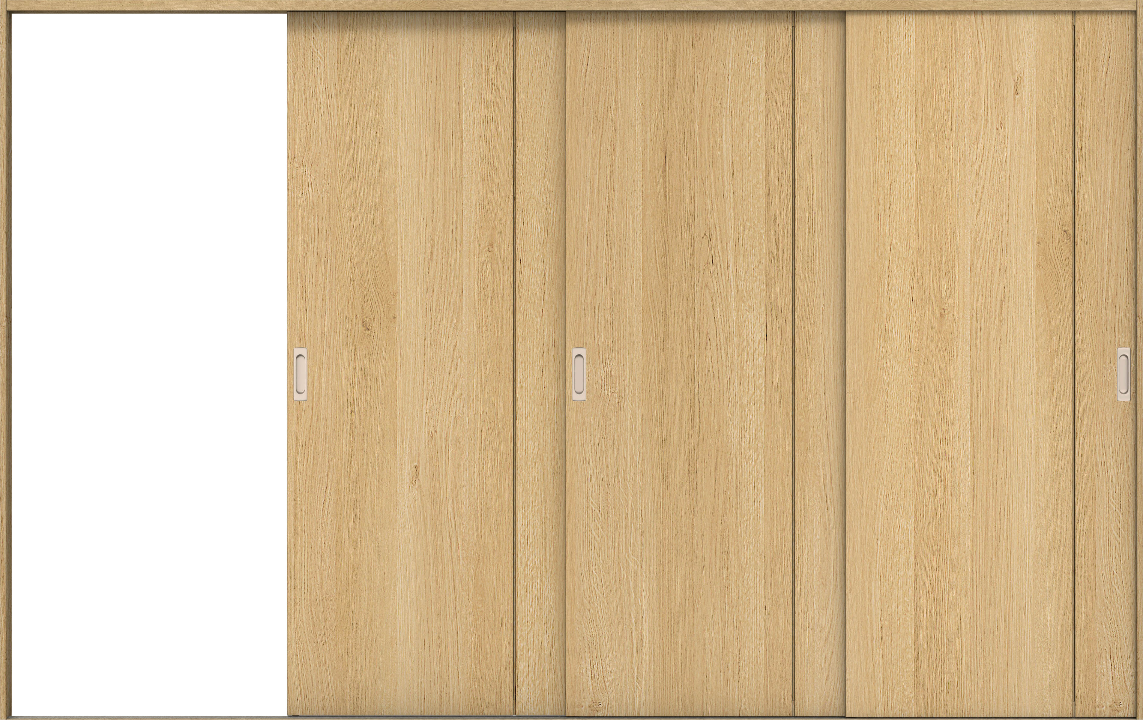 リビングドア　イエリア　引戸・３枚片引　扉セット　Ｂ１デザイン　３２２９幅用　２０００高　〈ライトオーカー柄〉　左引用　錠なし　ラクラクローズ付