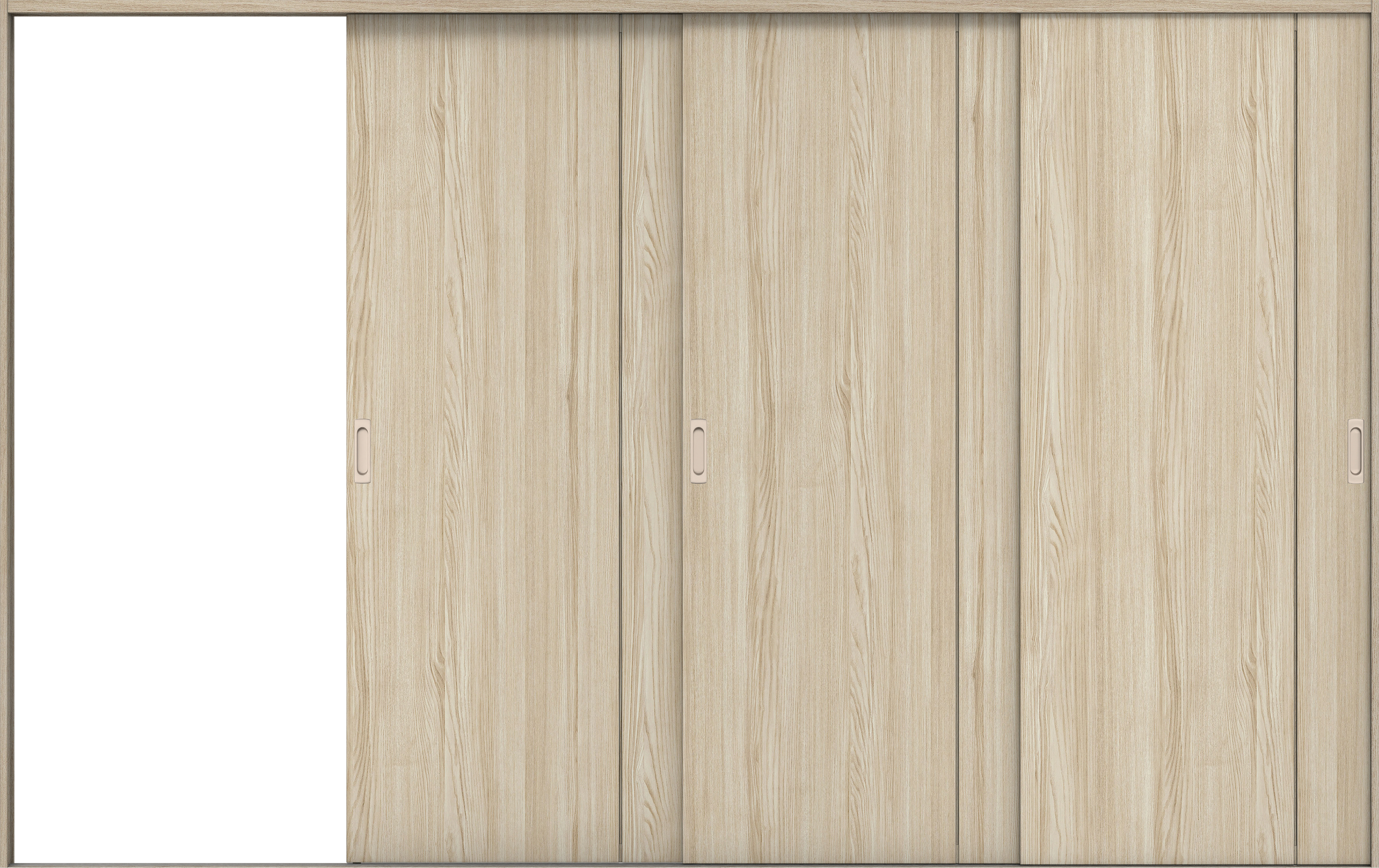 リビングドア　イエリア　引戸・３枚片引　扉セット　Ｂ１デザイン　３２２９幅用　２０００高　〈ソフトグレージュ柄〉　左引用　錠なし　ラクラクローズ付