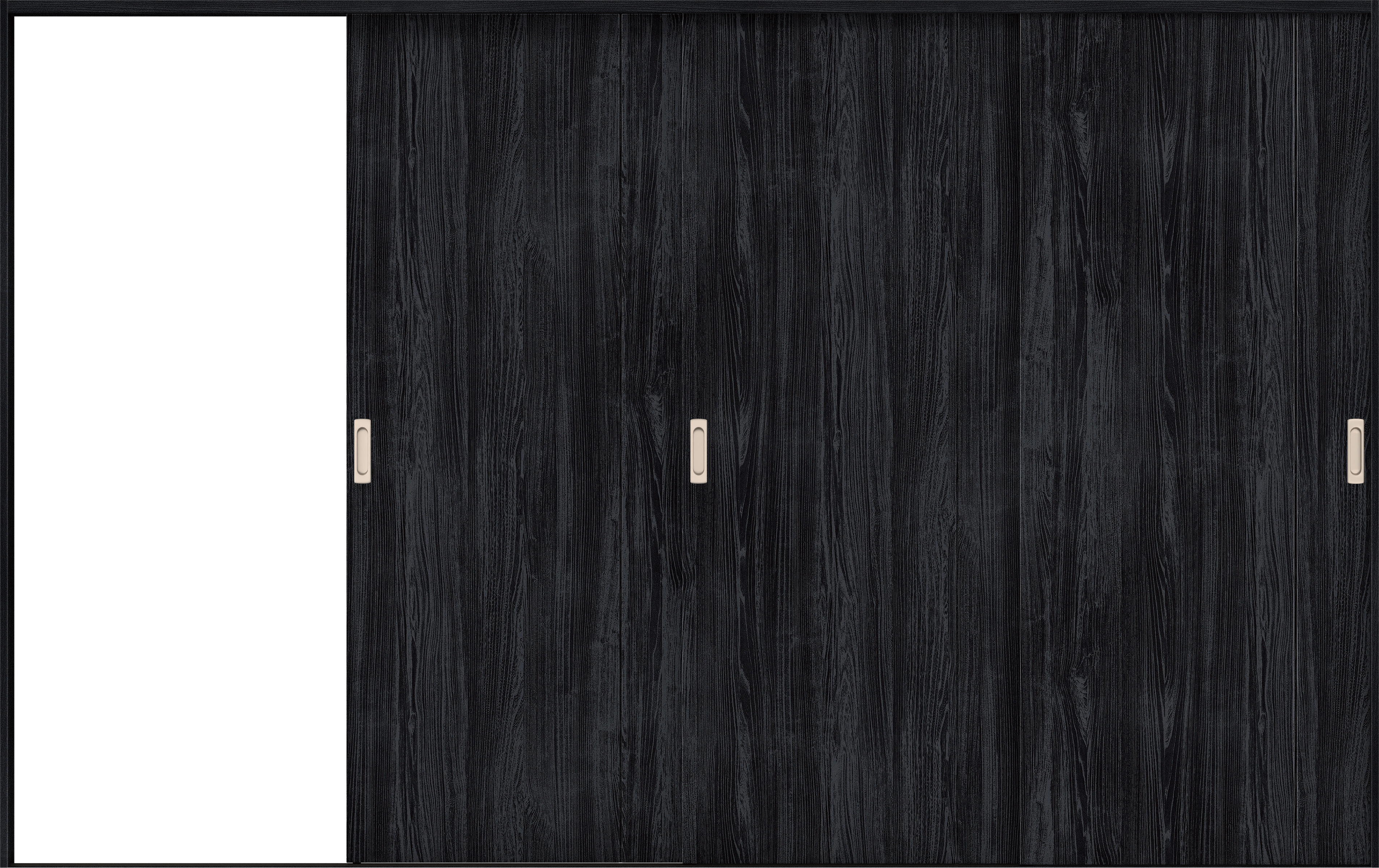 リビングドア　イエリア　引戸・３枚片引　扉セット　Ｂ１デザイン　３２２９幅用　２０００高　〈モスブラック柄〉　左引用　錠なし　ラクラクローズ付