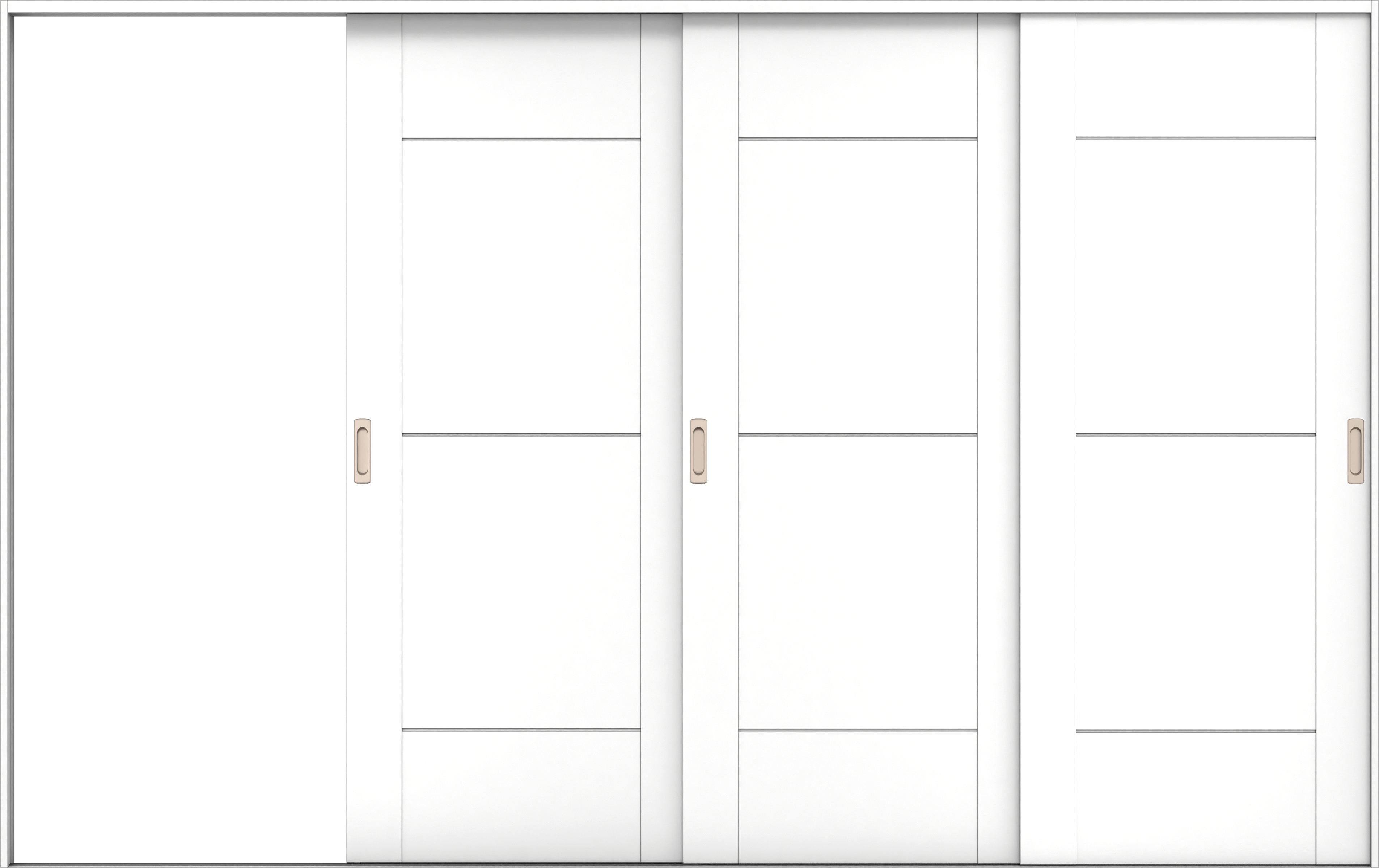 リビングドア　イエリア　引戸・３枚片引　扉セット　Ｂ９デザイン　３２２９幅用　２０００高　〈パウダーホワイト柄〉　左引用　錠なし　ラクラクローズ付