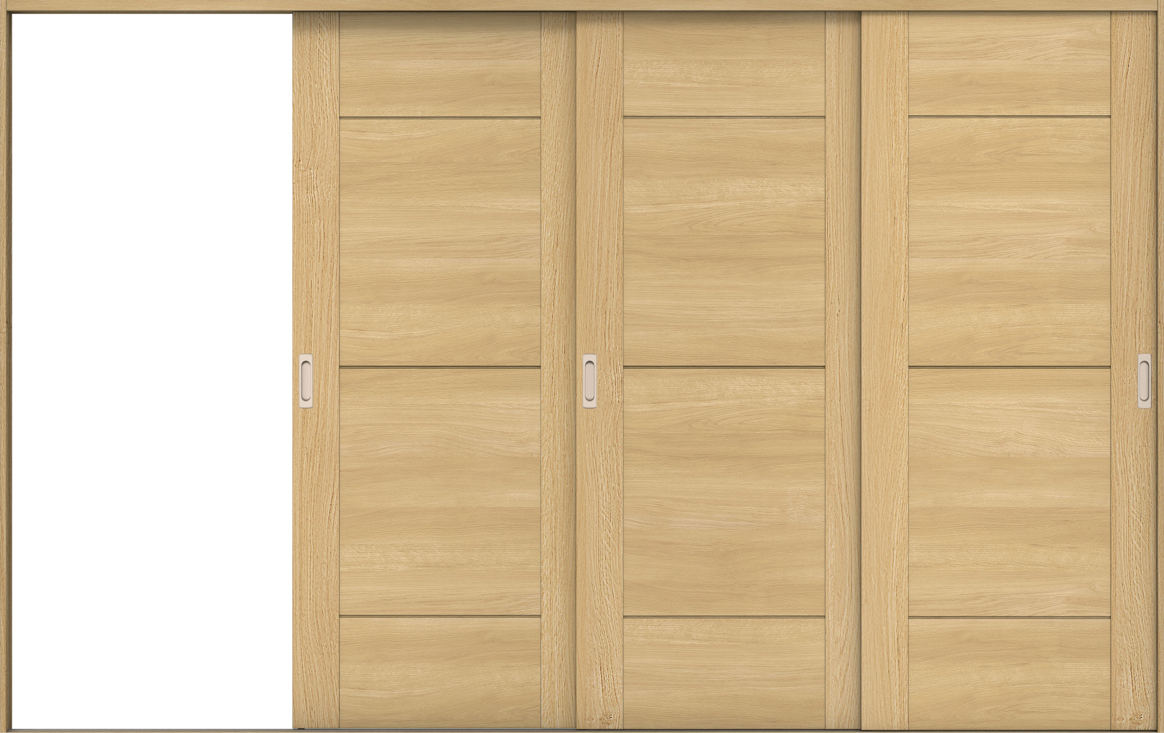 リビングドア　イエリア　引戸・３枚片引　扉セット　Ｂ９デザイン　３２２９幅用　２０００高　〈ライトオーカー柄〉　左引用　錠なし　ラクラクローズ付