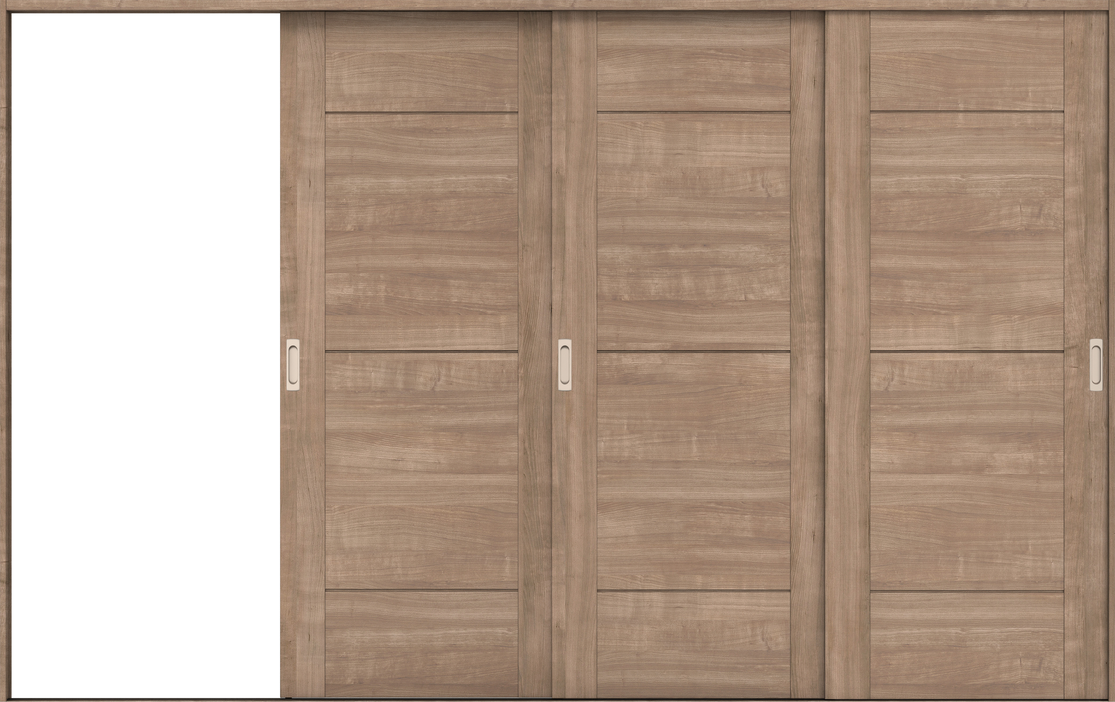 リビングドア　イエリア　引戸・３枚片引　扉セット　Ｂ９デザイン　３２２９幅用　２０００高　〈トープグレー柄〉　左引用　錠なし　ラクラクローズ付