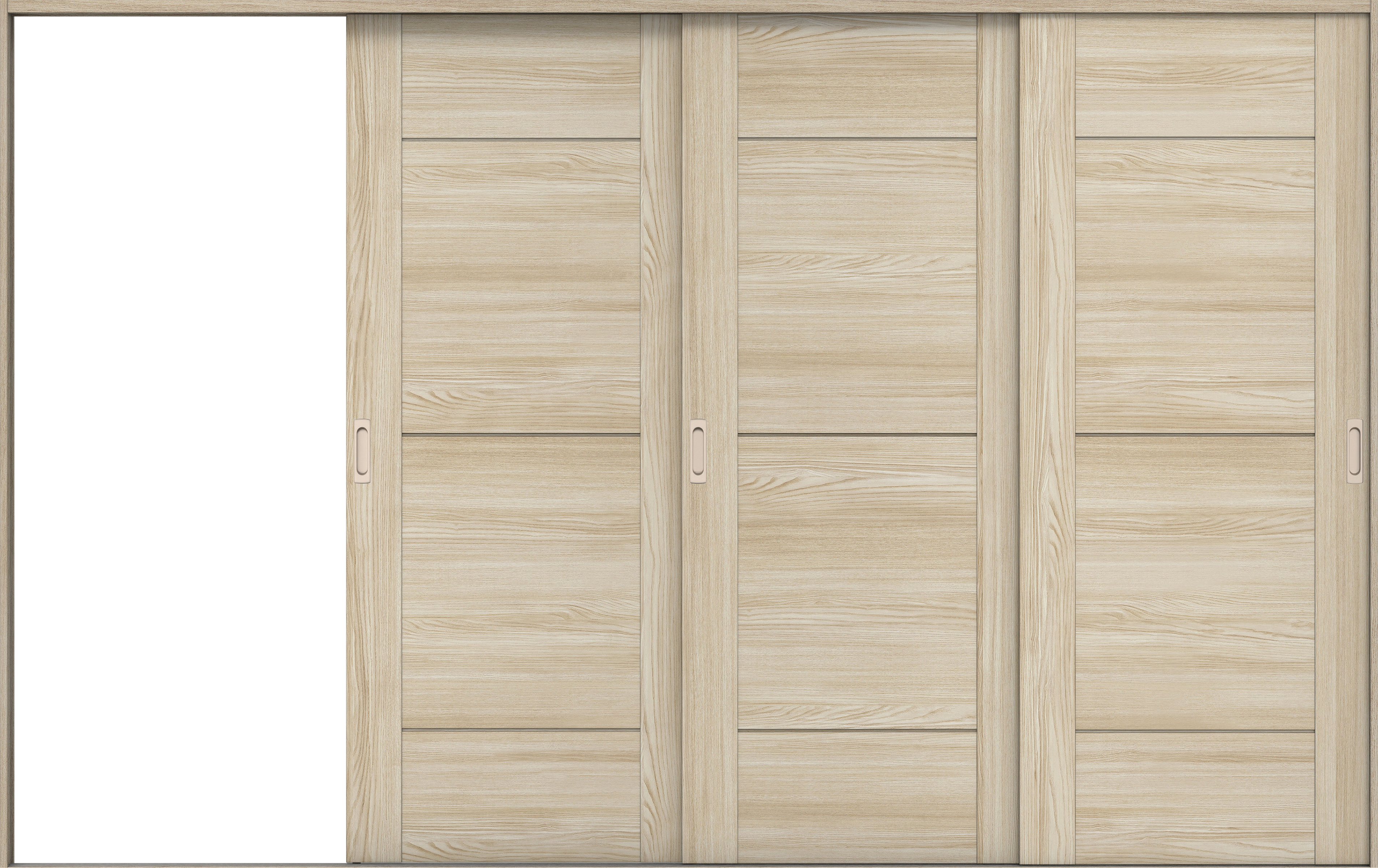 リビングドア　イエリア　引戸・３枚片引　扉セット　Ｂ９デザイン　３２２９幅用　２０００高　〈ソフトグレージュ柄〉　左引用　錠なし　ラクラクローズ付