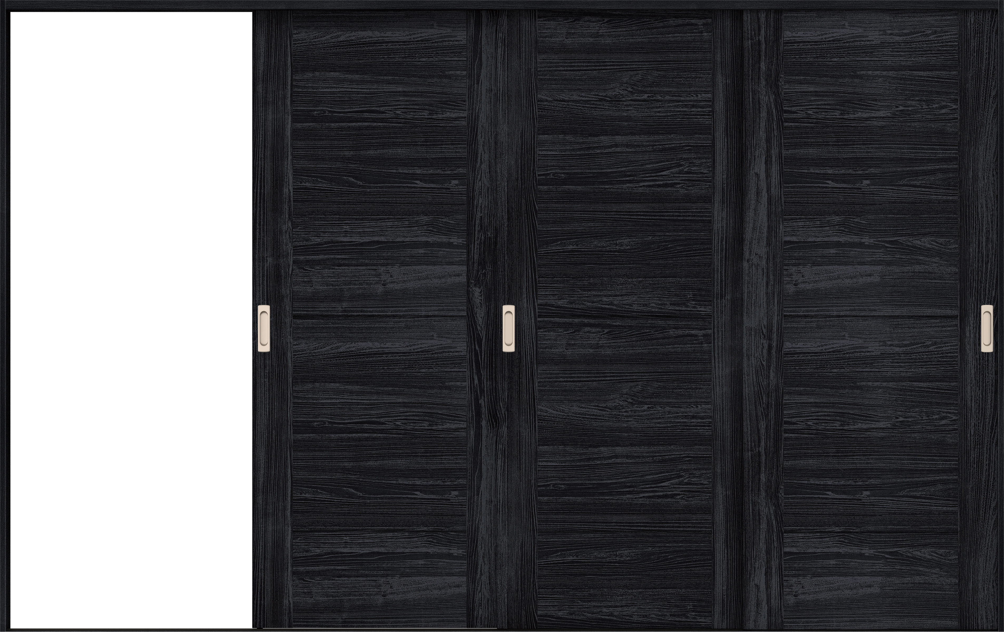 リビングドア　イエリア　引戸・３枚片引　扉セット　Ｂ９デザイン　３２２９幅用　２０００高　〈モスブラック柄〉　左引用　錠なし　ラクラクローズ付