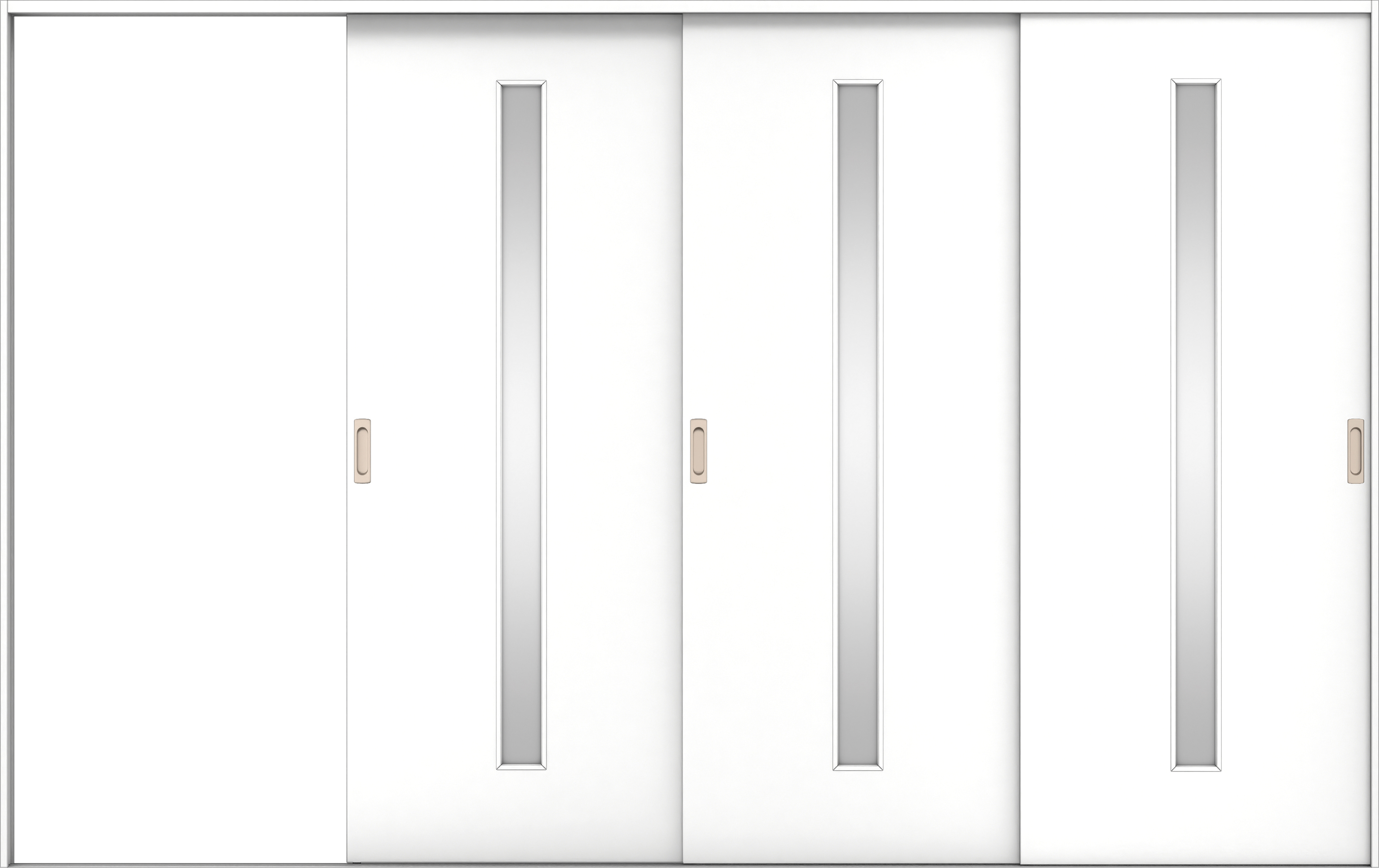 リビングドア　イエリア　引戸・３枚片引　扉セット　Ｃ４デザイン　３２２９幅用　２０００高　〈パウダーホワイト柄〉　左引用　錠なし　ラクラクローズ付