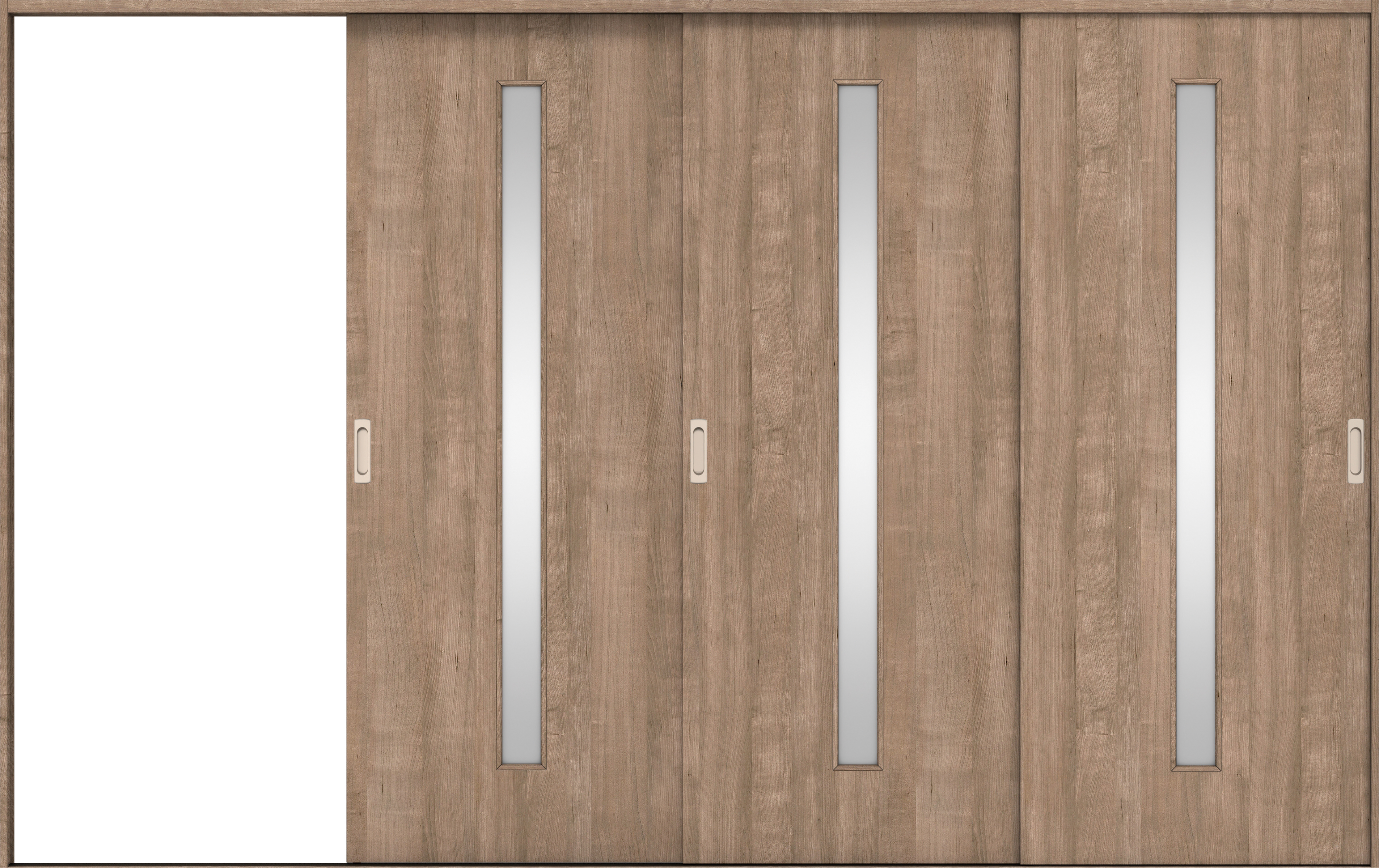 リビングドア　イエリア　引戸・３枚片引　扉セット　Ｃ４デザイン　３２２９幅用　２０００高　〈トープグレー柄〉　左引用　錠なし　ラクラクローズ付