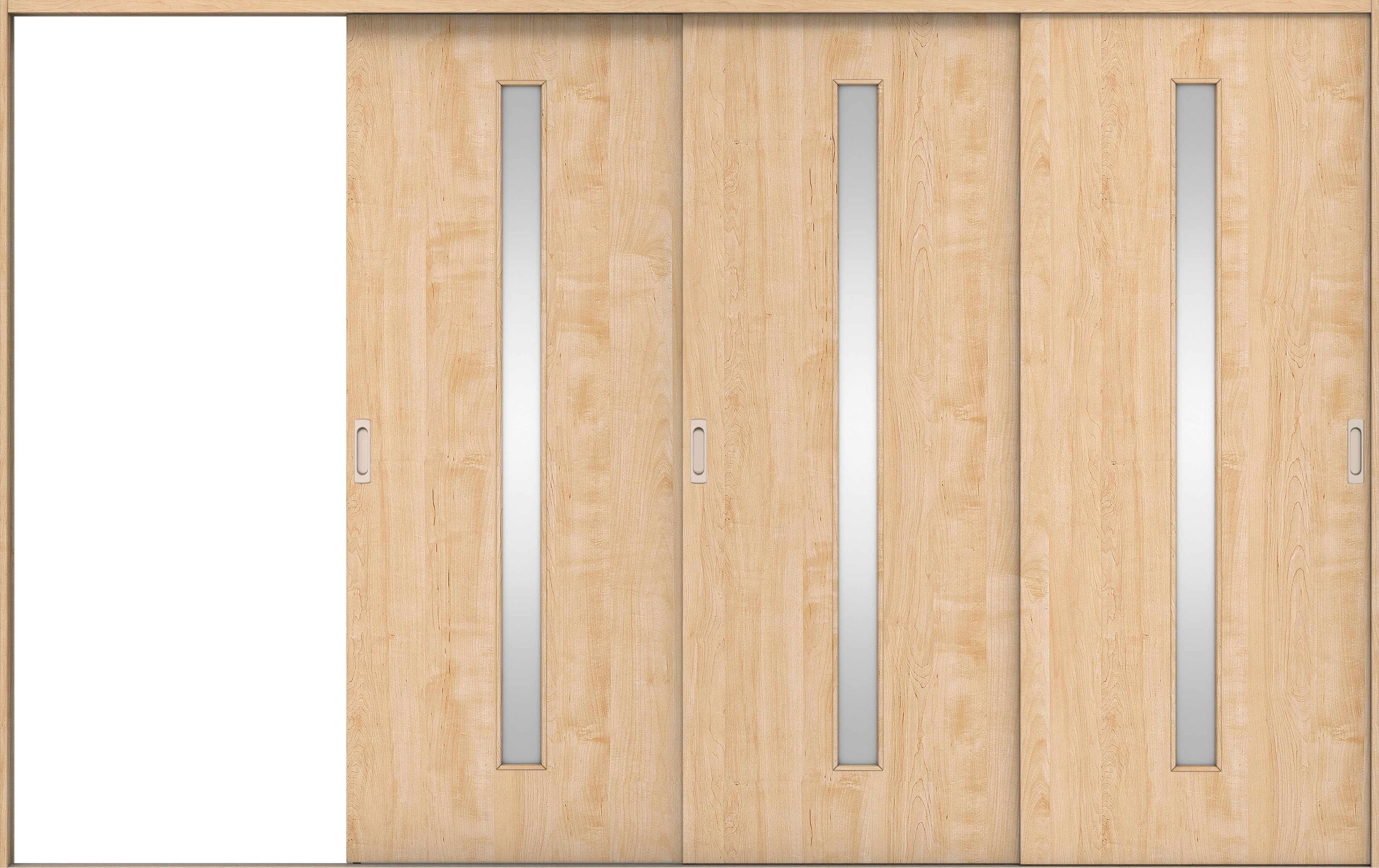 リビングドア　イエリア　引戸・３枚片引　扉セット　Ｃ４デザイン　３２２９幅用　２０００高　〈ミルベージュ柄〉　左引用　錠なし　ラクラクローズ付