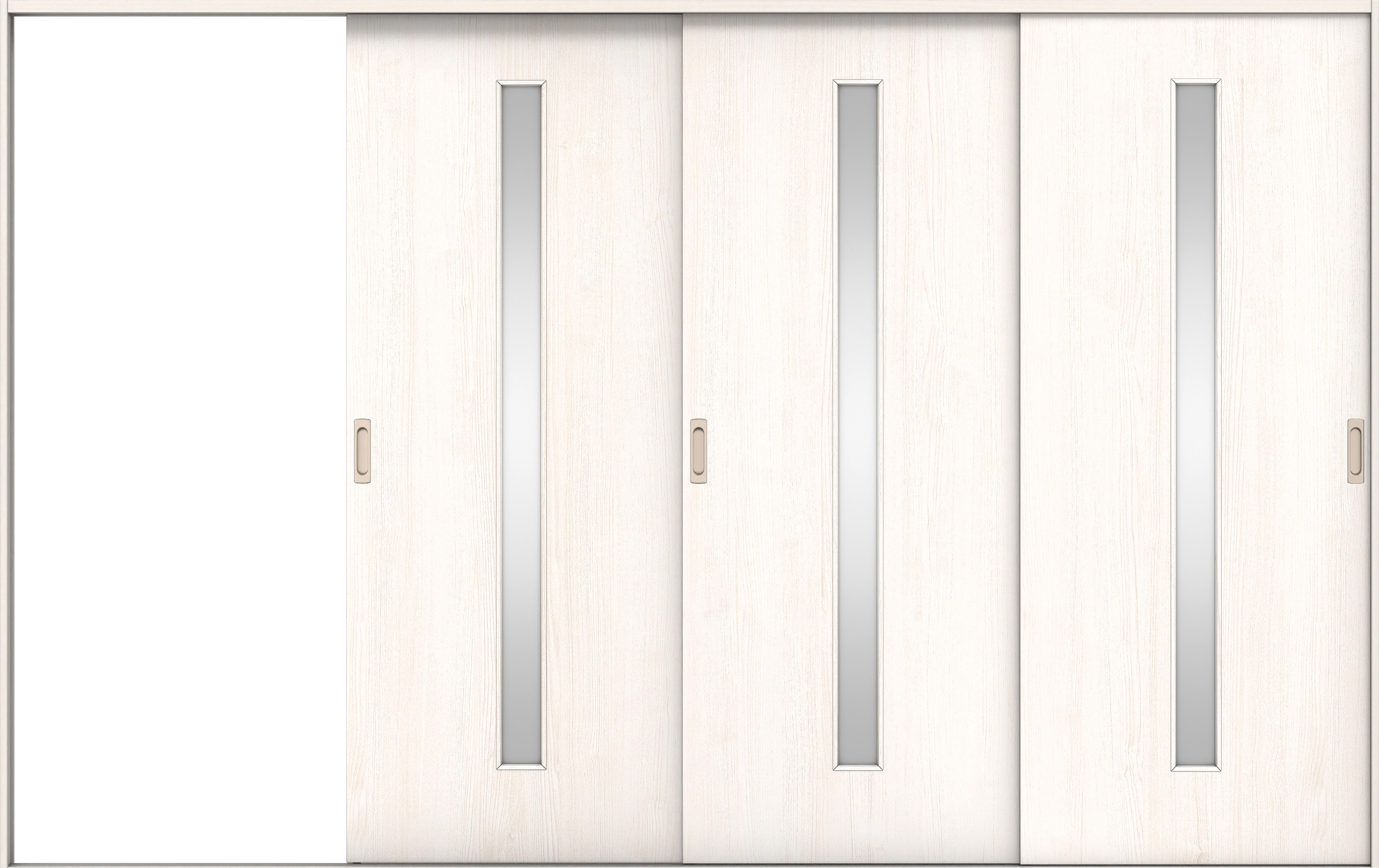 リビングドア　イエリア　引戸・３枚片引　扉セット　Ｃ４デザイン　３２２９幅用　２０００高　〈ネオホワイト柄〉　左引用　錠なし　ラクラクローズ付