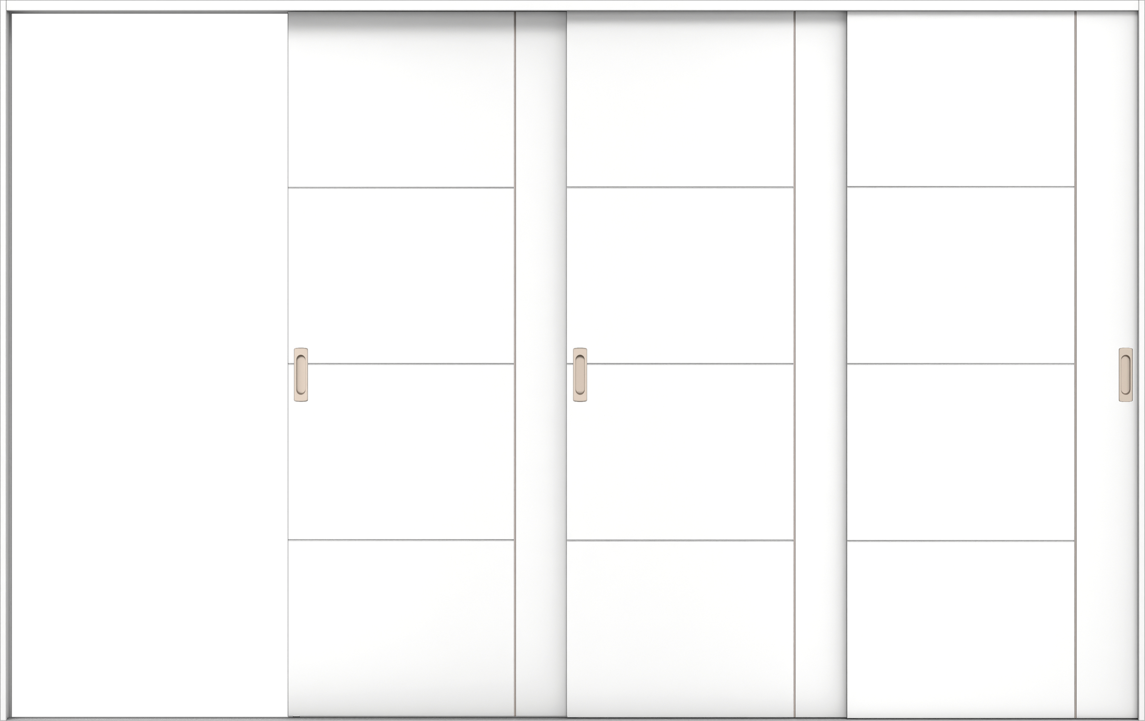 リビングドア　イエリア　引戸・３枚片引　扉セット　Ｄ１デザイン　３２２９幅用　２０００高　〈パウダーホワイト柄〉　左引用　錠なし　ラクラクローズ付