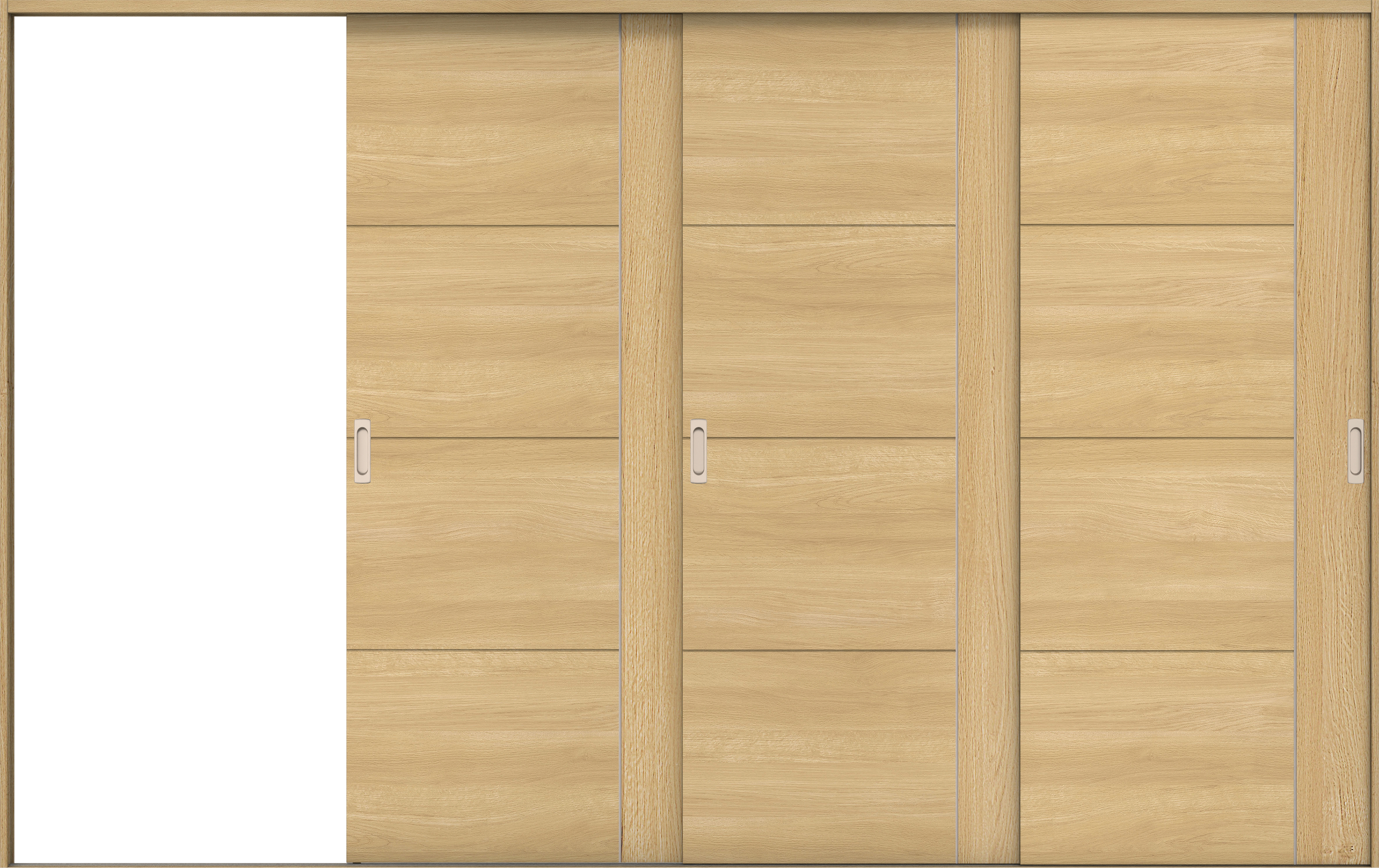 リビングドア　イエリア　引戸・３枚片引　扉セット　Ｄ１デザイン　３２２９幅用　２０００高　〈ライトオーカー柄〉　左引用　錠なし　ラクラクローズ付