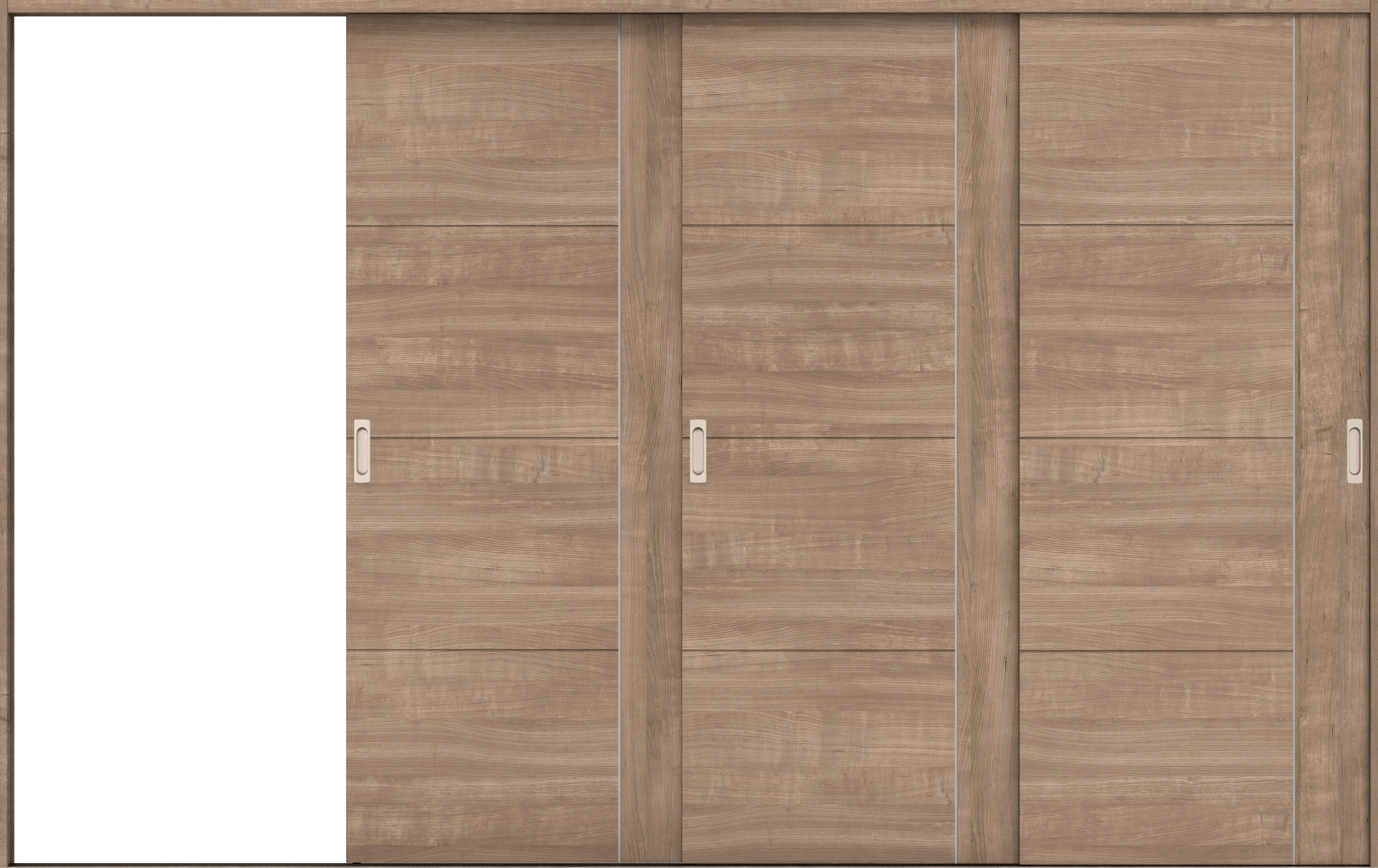 リビングドア　イエリア　引戸・３枚片引　扉セット　Ｄ１デザイン　３２２９幅用　２０００高　〈トープグレー柄〉　左引用　錠なし　ラクラクローズ付