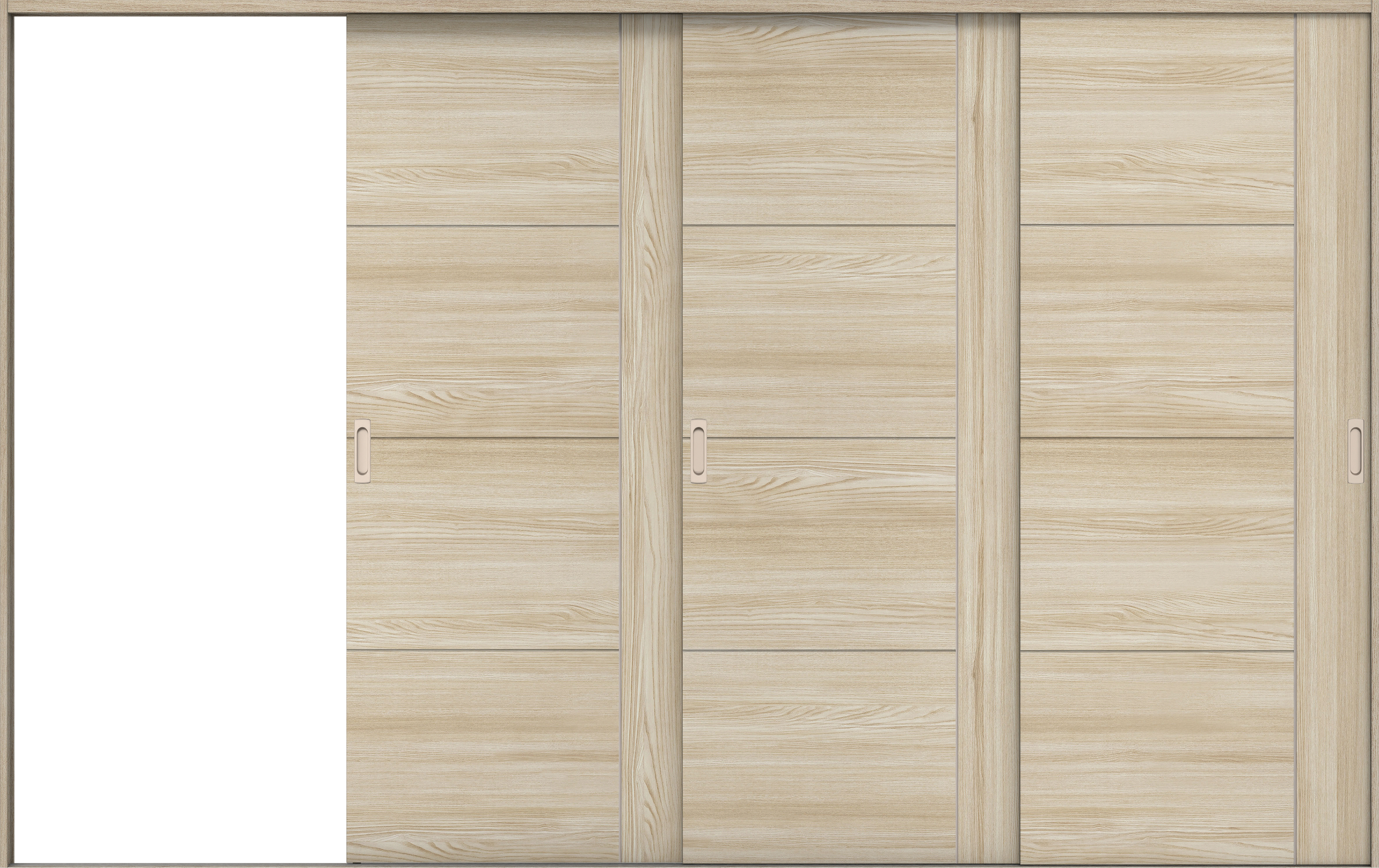 リビングドア　イエリア　引戸・３枚片引　扉セット　Ｄ１デザイン　３２２９幅用　２０００高　〈ソフトグレージュ柄〉　左引用　錠なし　ラクラクローズ付