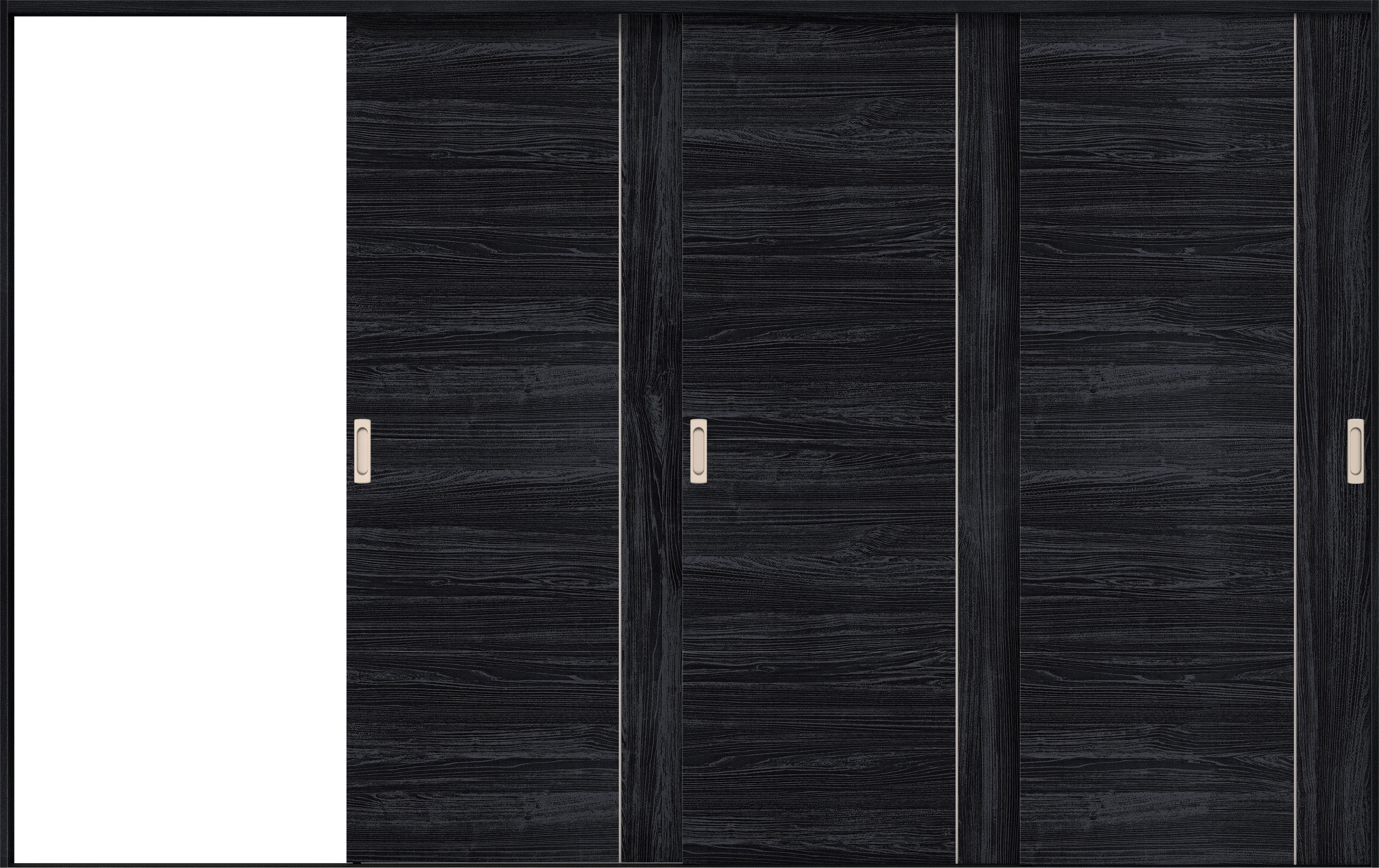 リビングドア　イエリア　引戸・３枚片引　扉セット　Ｄ１デザイン　３２２９幅用　２０００高　〈モスブラック柄〉　左引用　錠なし　ラクラクローズ付