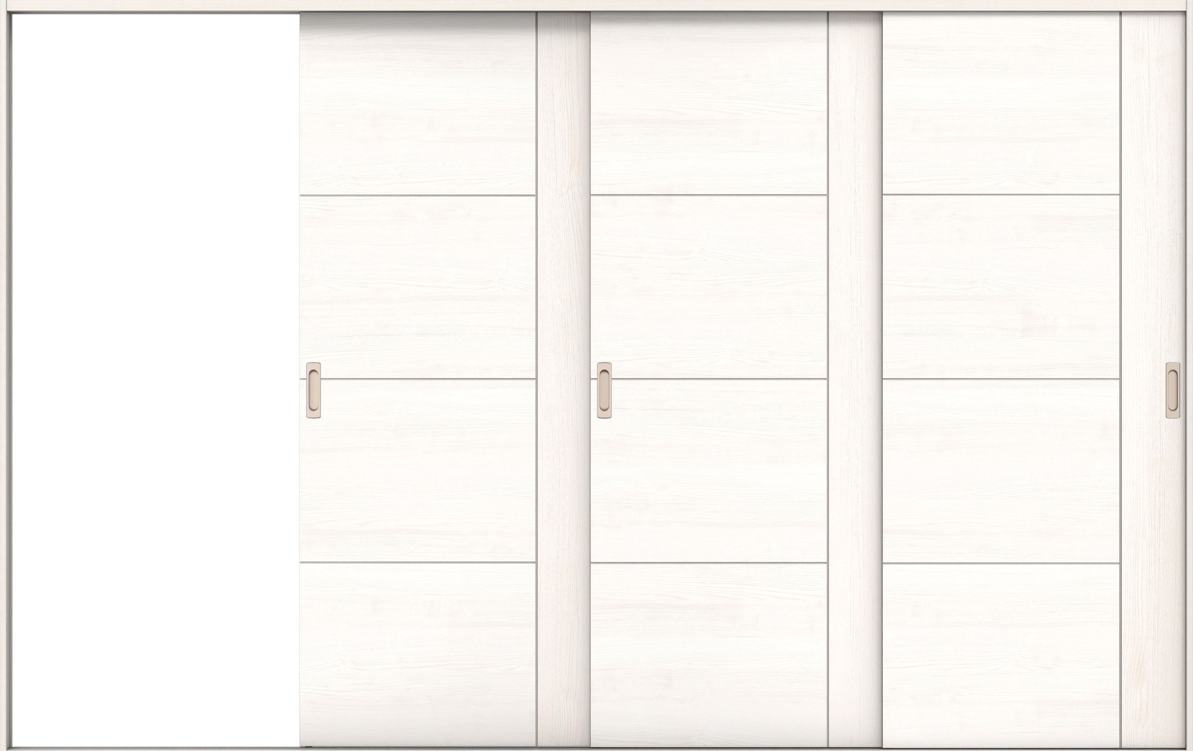 リビングドア　イエリア　引戸・３枚片引　扉セット　Ｄ１デザイン　３２２９幅用　２０００高　〈ネオホワイト柄〉　左引用　錠なし　ラクラクローズ付