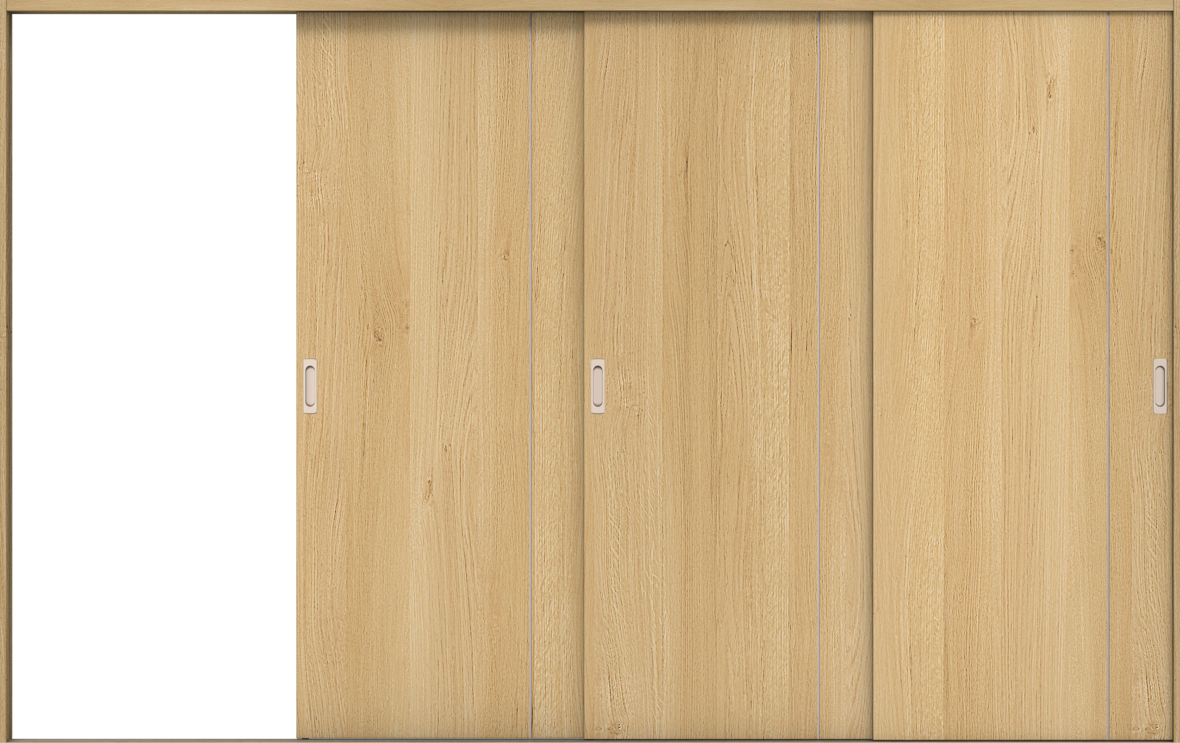 リビングドア　イエリア　引戸・３枚片引　扉セット　Ｄ３デザイン　３２２９幅用　２０００高　〈ライトオーカー柄〉　左引用　錠なし　ラクラクローズ付