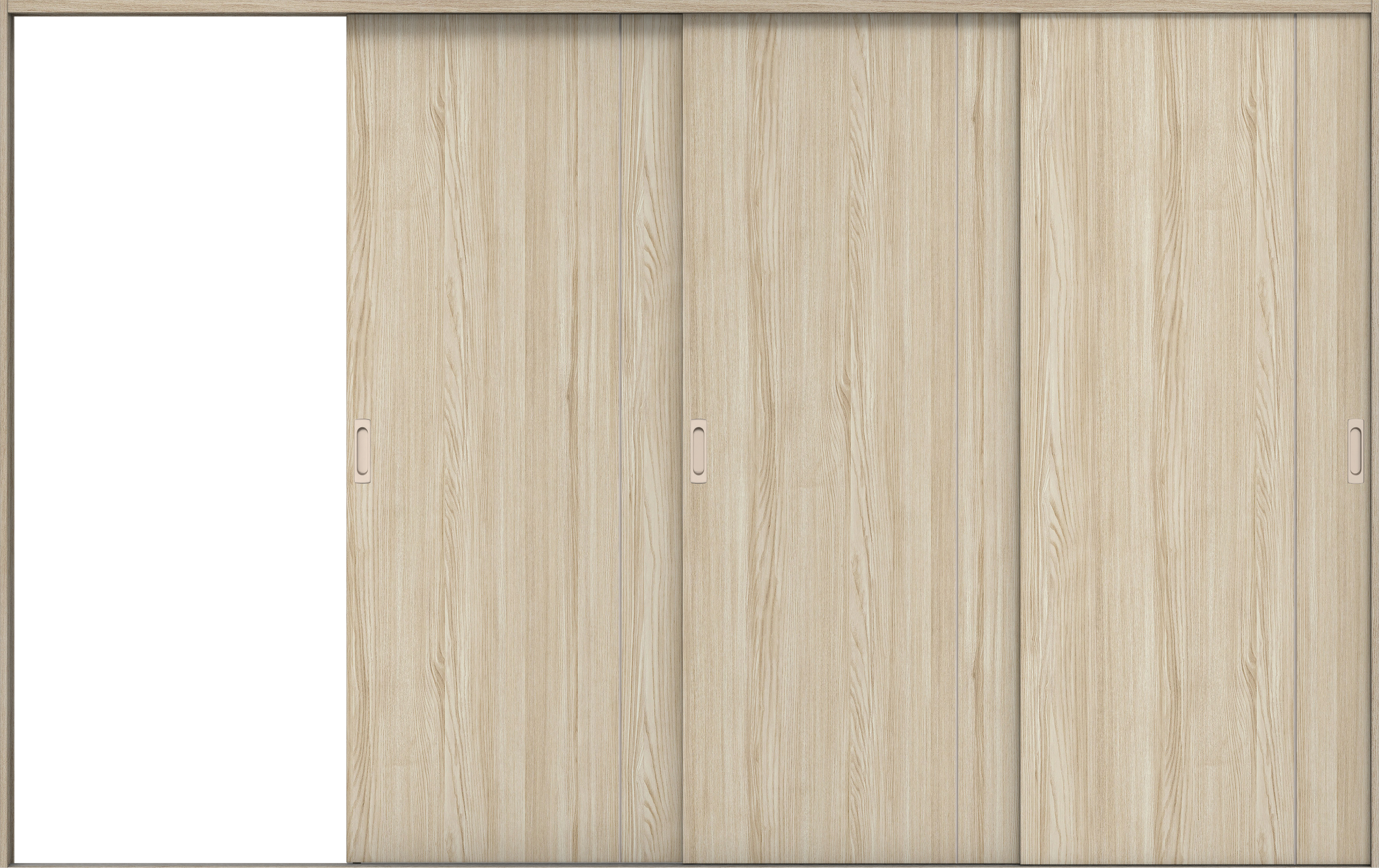 リビングドア　イエリア　引戸・３枚片引　扉セット　Ｄ３デザイン　３２２９幅用　２０００高　〈ソフトグレージュ柄〉　左引用　錠なし　ラクラクローズ付