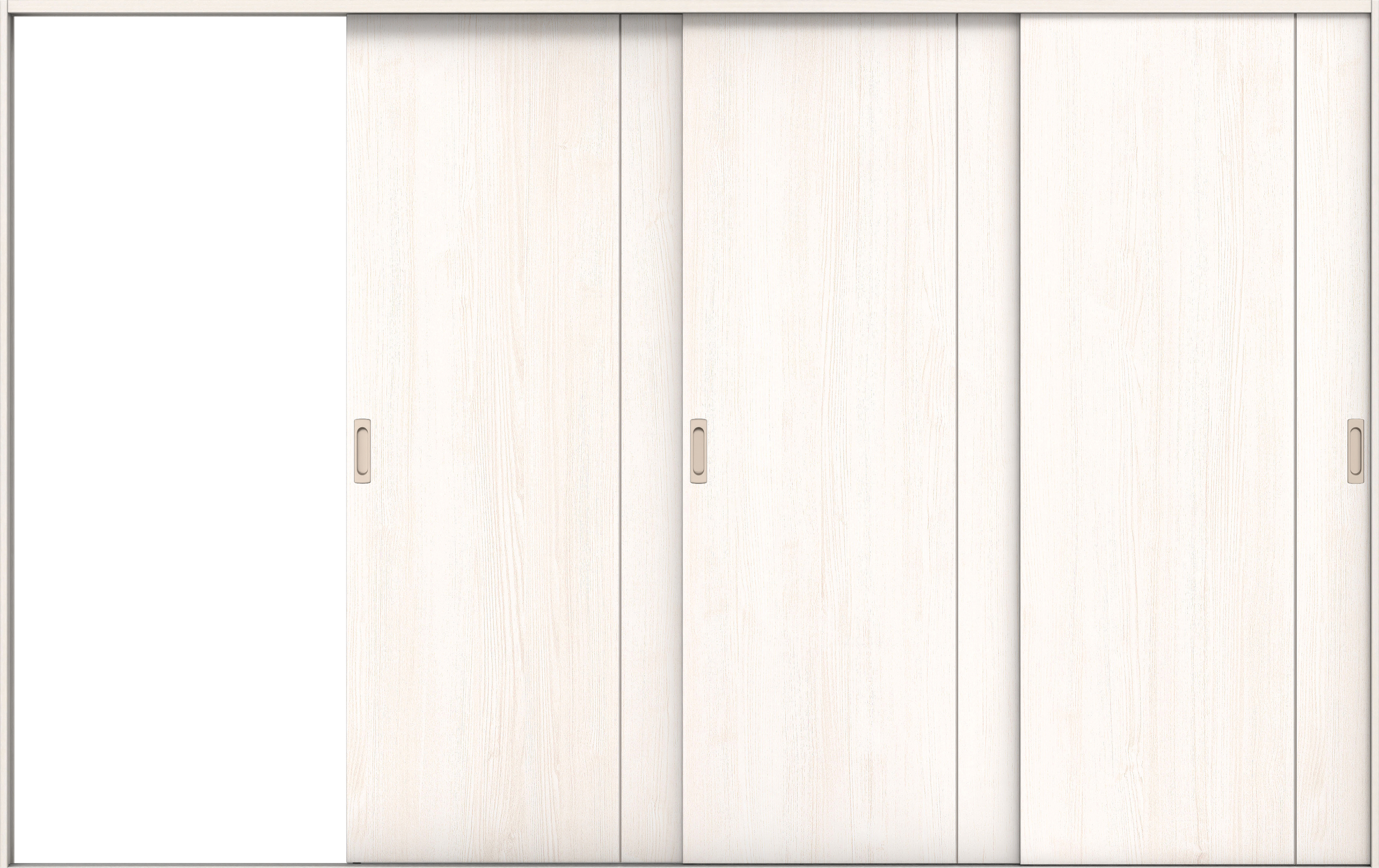 リビングドア　イエリア　引戸・３枚片引　扉セット　Ｄ３デザイン　３２２９幅用　２０００高　〈ネオホワイト柄〉　左引用　錠なし　ラクラクローズ付