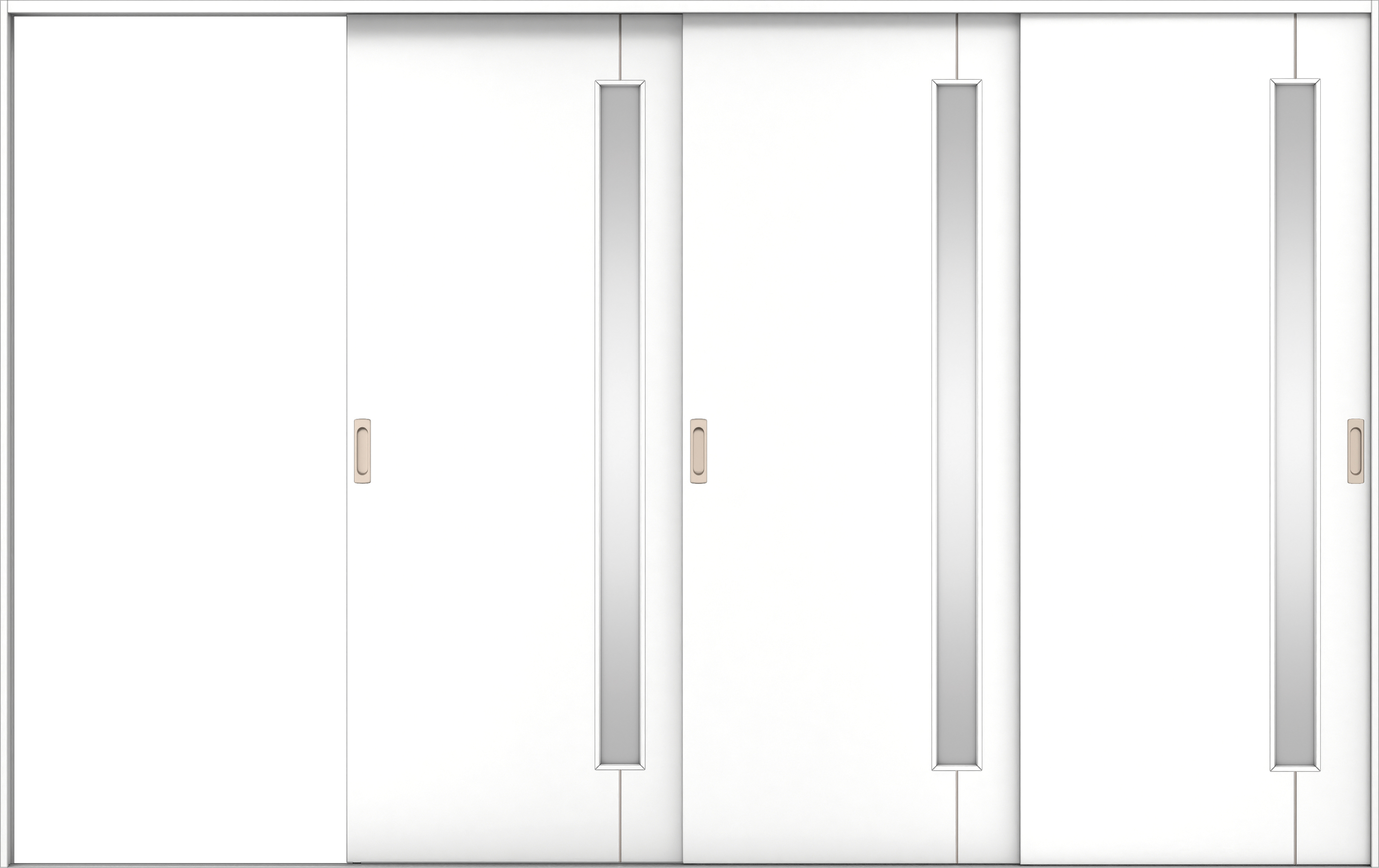 リビングドア　イエリア　引戸・３枚片引　扉セット　Ｄ４デザイン　３２２９幅用　２０００高　〈パウダーホワイト柄〉　左引用　錠なし　ラクラクローズ付