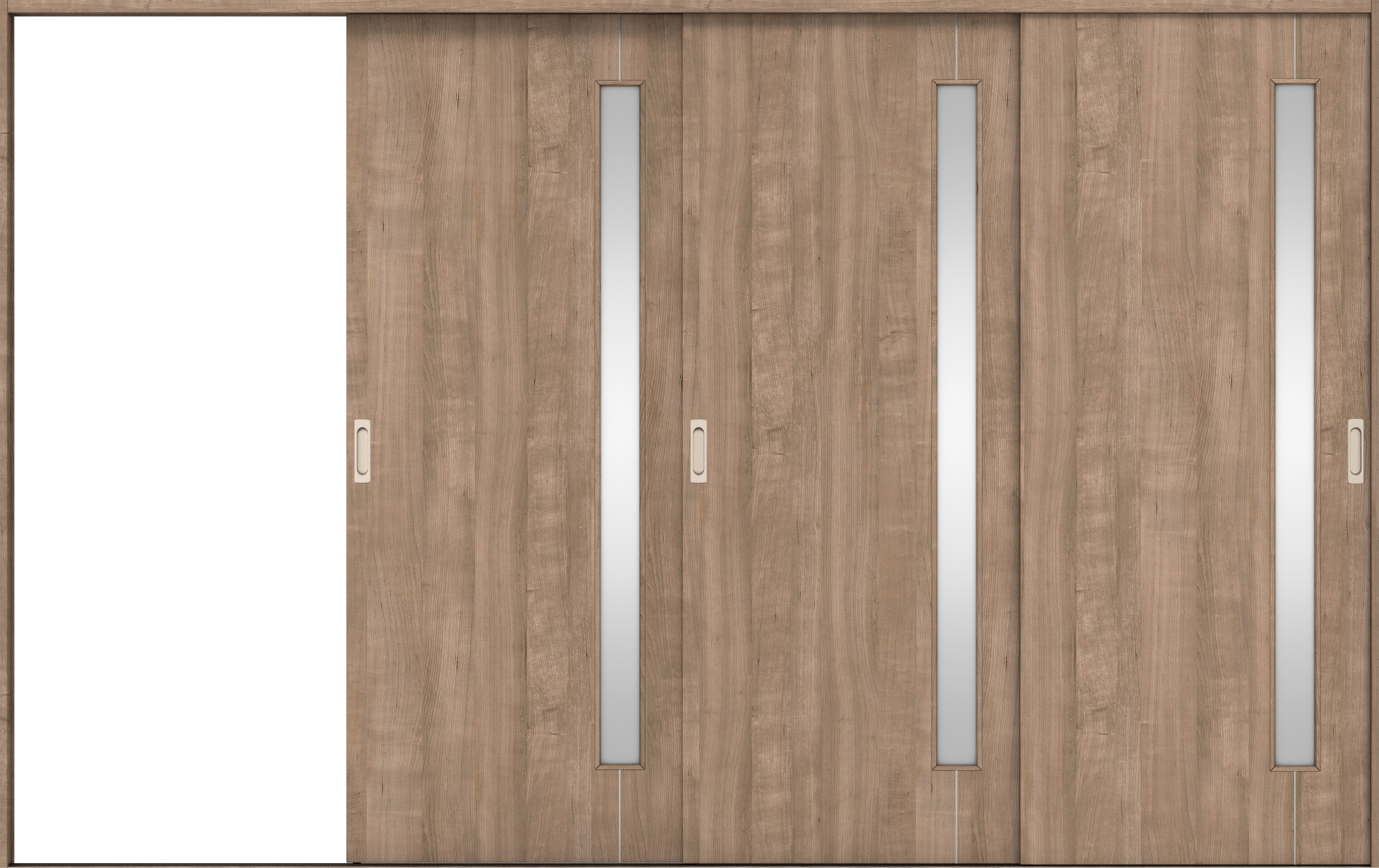 リビングドア　イエリア　引戸・３枚片引　扉セット　Ｄ４デザイン　３２２９幅用　２０００高　〈トープグレー柄〉　左引用　錠なし　ラクラクローズ付