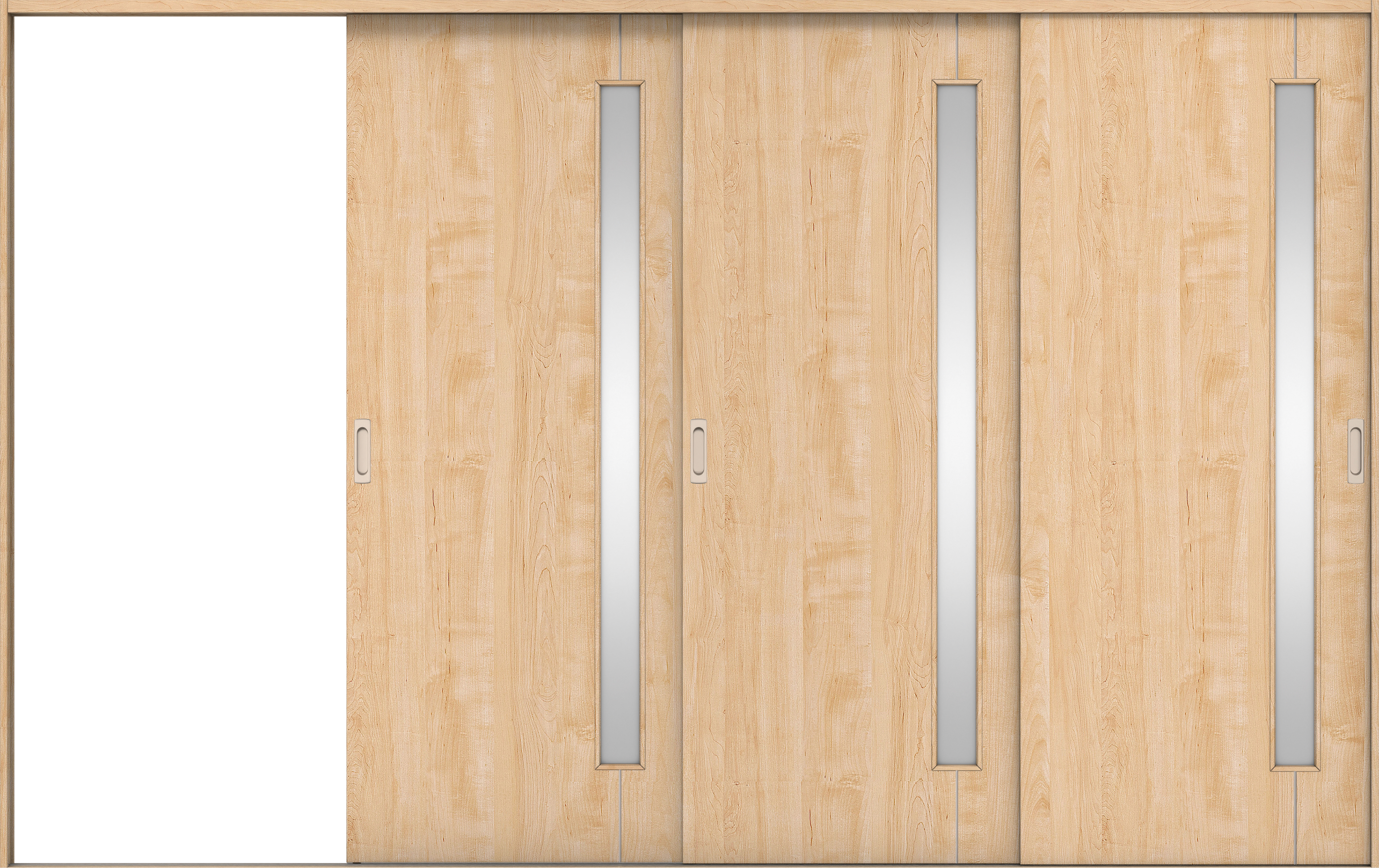 リビングドア　イエリア　引戸・３枚片引　扉セット　Ｄ４デザイン　３２２９幅用　２０００高　〈ミルベージュ柄〉　左引用　錠なし　ラクラクローズ付