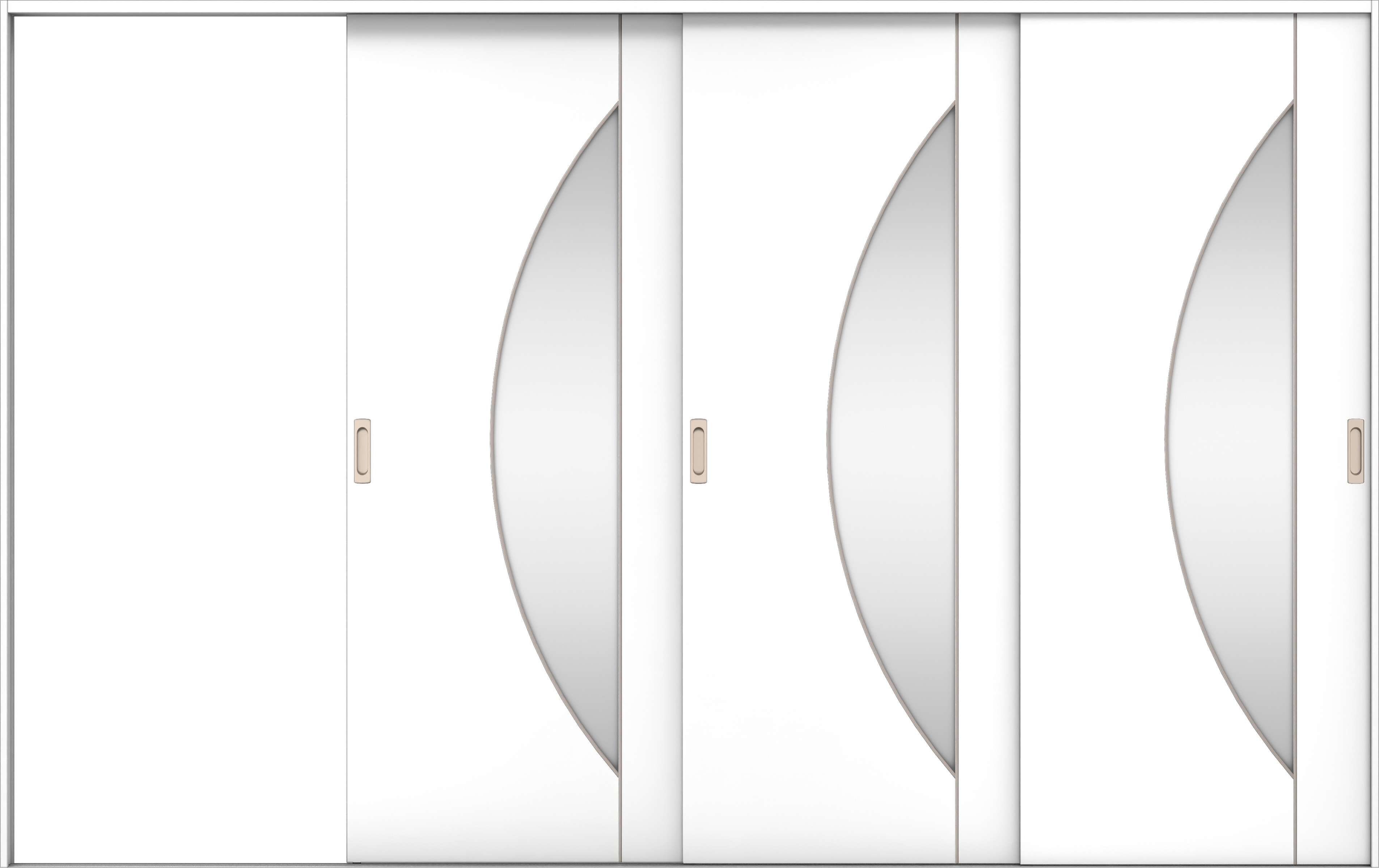 リビングドア　イエリア　引戸・３枚片引　扉セット　Ｄ５デザイン　３２２９幅用　２０００高　〈パウダーホワイト柄〉　左引用　錠なし　ラクラクローズ付