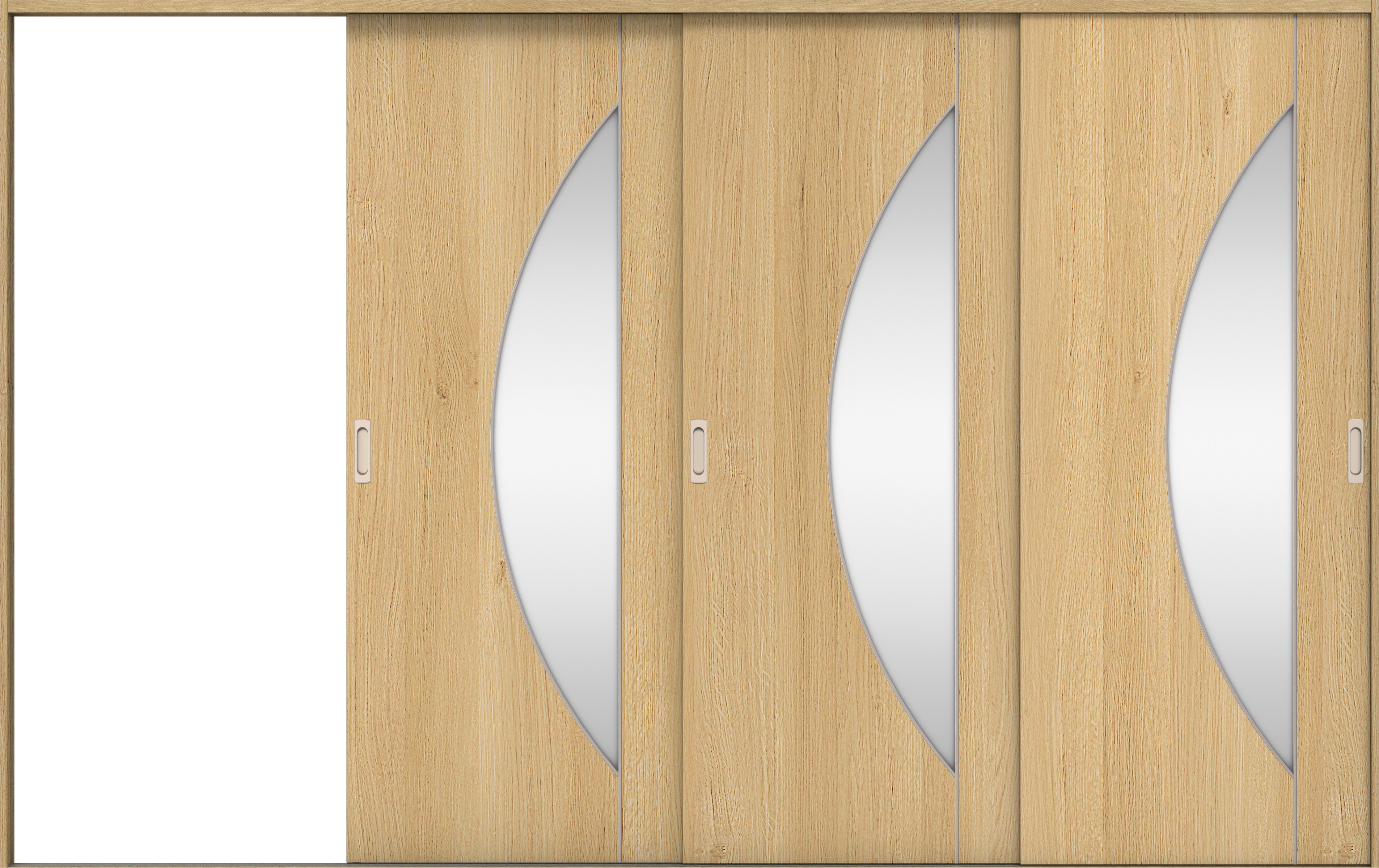 リビングドア　イエリア　引戸・３枚片引　扉セット　Ｄ５デザイン　３２２９幅用　２０００高　〈ライトオーカー柄〉　左引用　錠なし　ラクラクローズ付