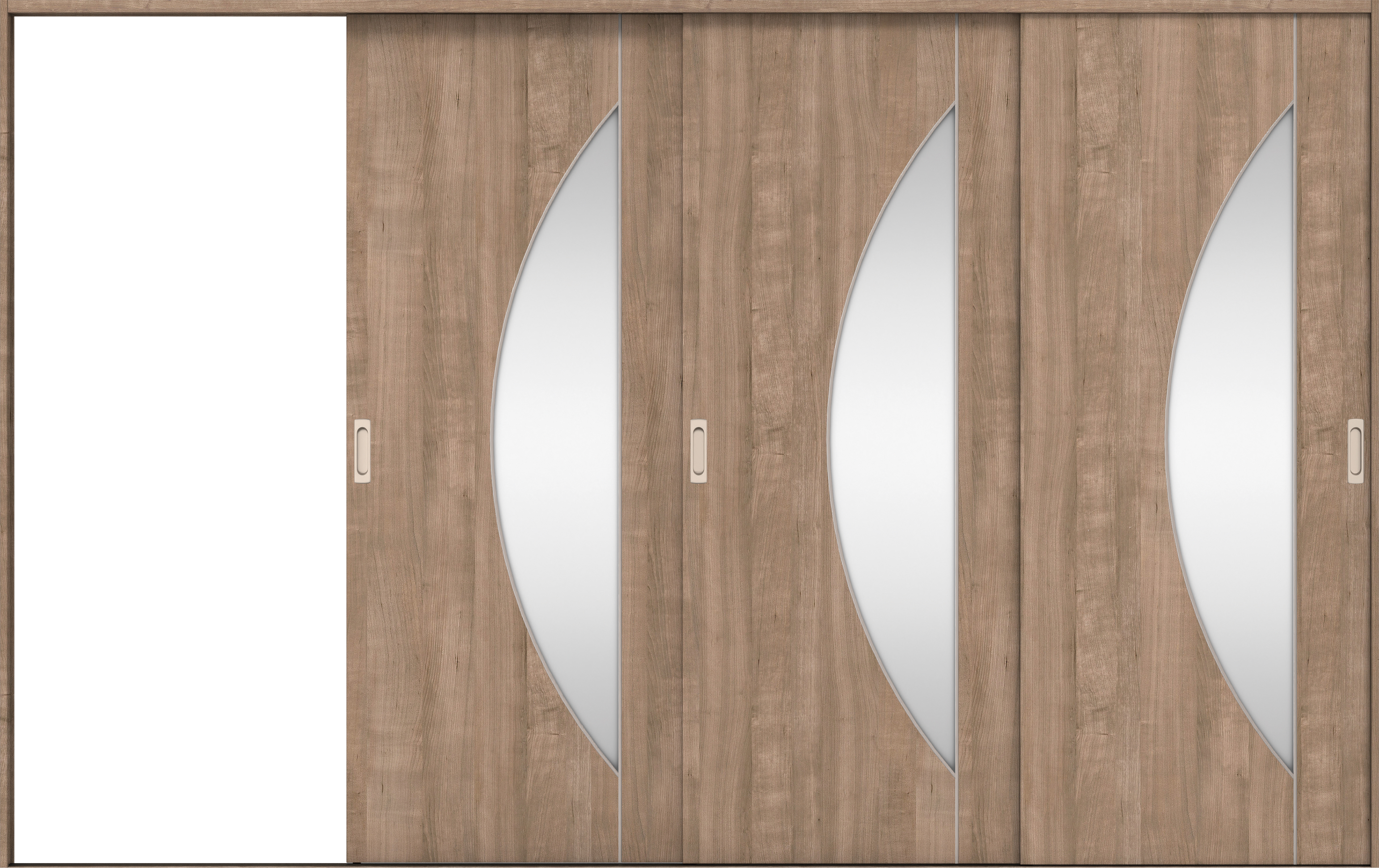 リビングドア　イエリア　引戸・３枚片引　扉セット　Ｄ５デザイン　３２２９幅用　２０００高　〈トープグレー柄〉　左引用　錠なし　ラクラクローズ付