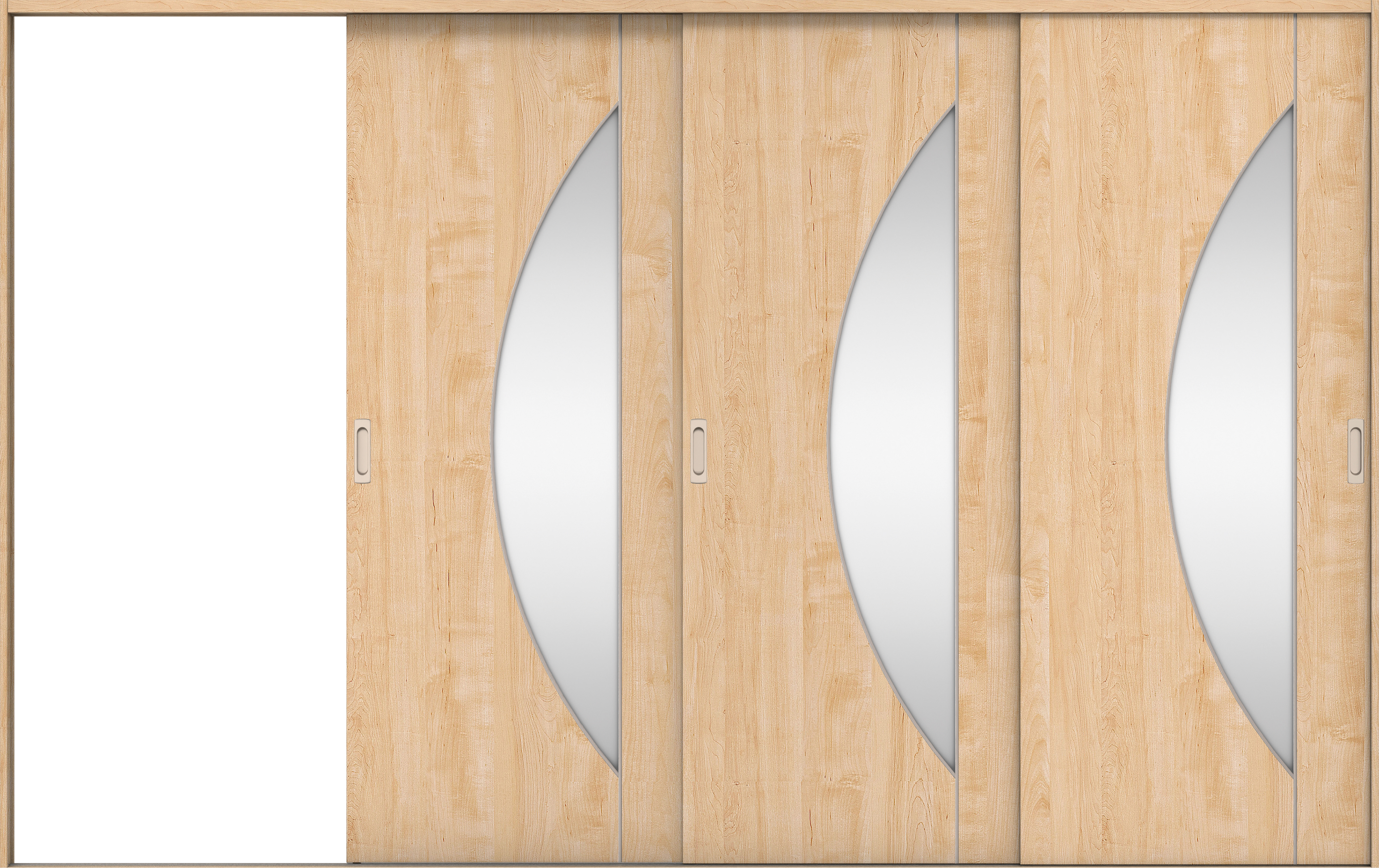 リビングドア　イエリア　引戸・３枚片引　扉セット　Ｄ５デザイン　３２２９幅用　２０００高　〈ミルベージュ柄〉　左引用　錠なし　ラクラクローズ付