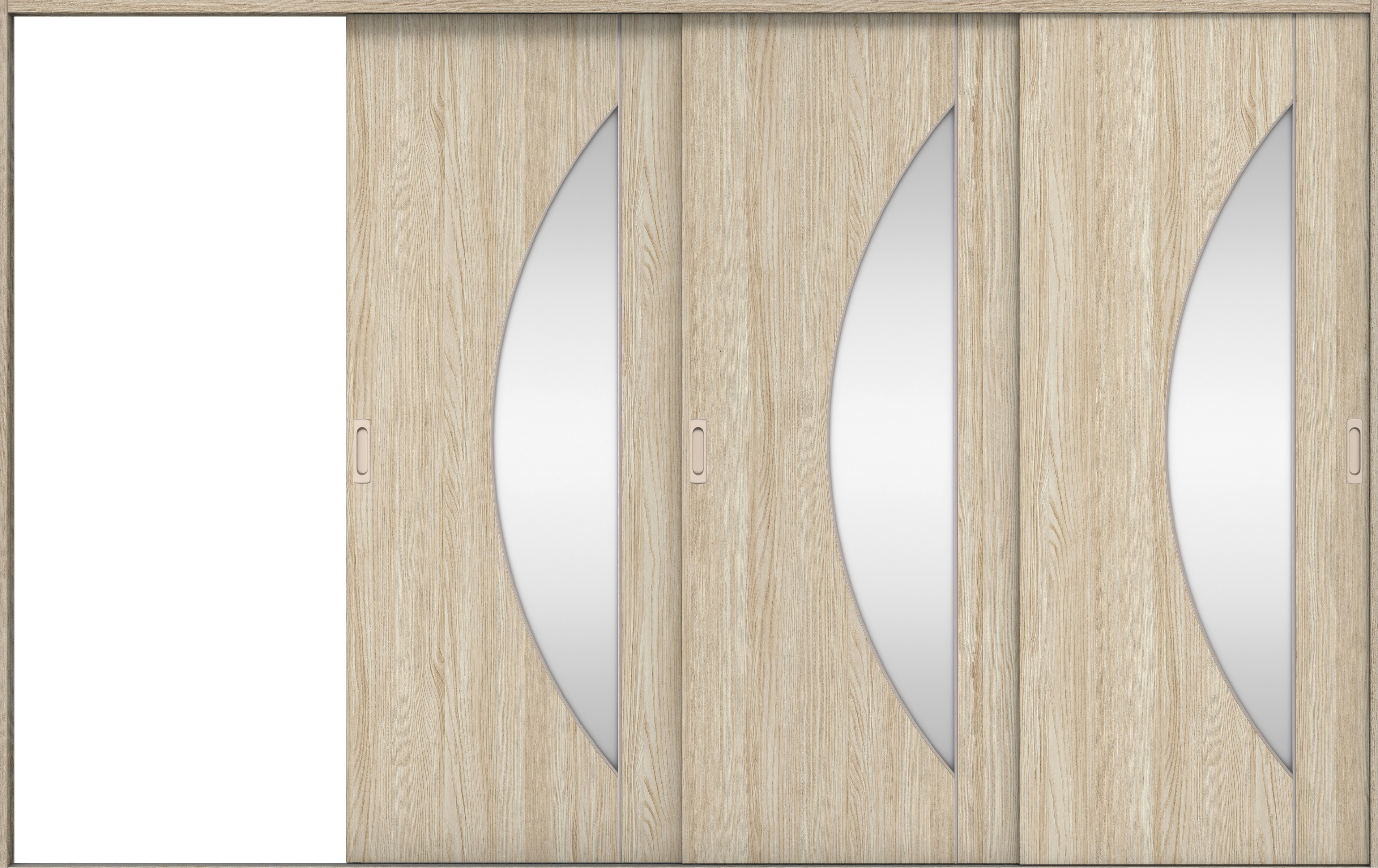 リビングドア　イエリア　引戸・３枚片引　扉セット　Ｄ５デザイン　３２２９幅用　２０００高　〈ソフトグレージュ柄〉　左引用　錠なし　ラクラクローズ付