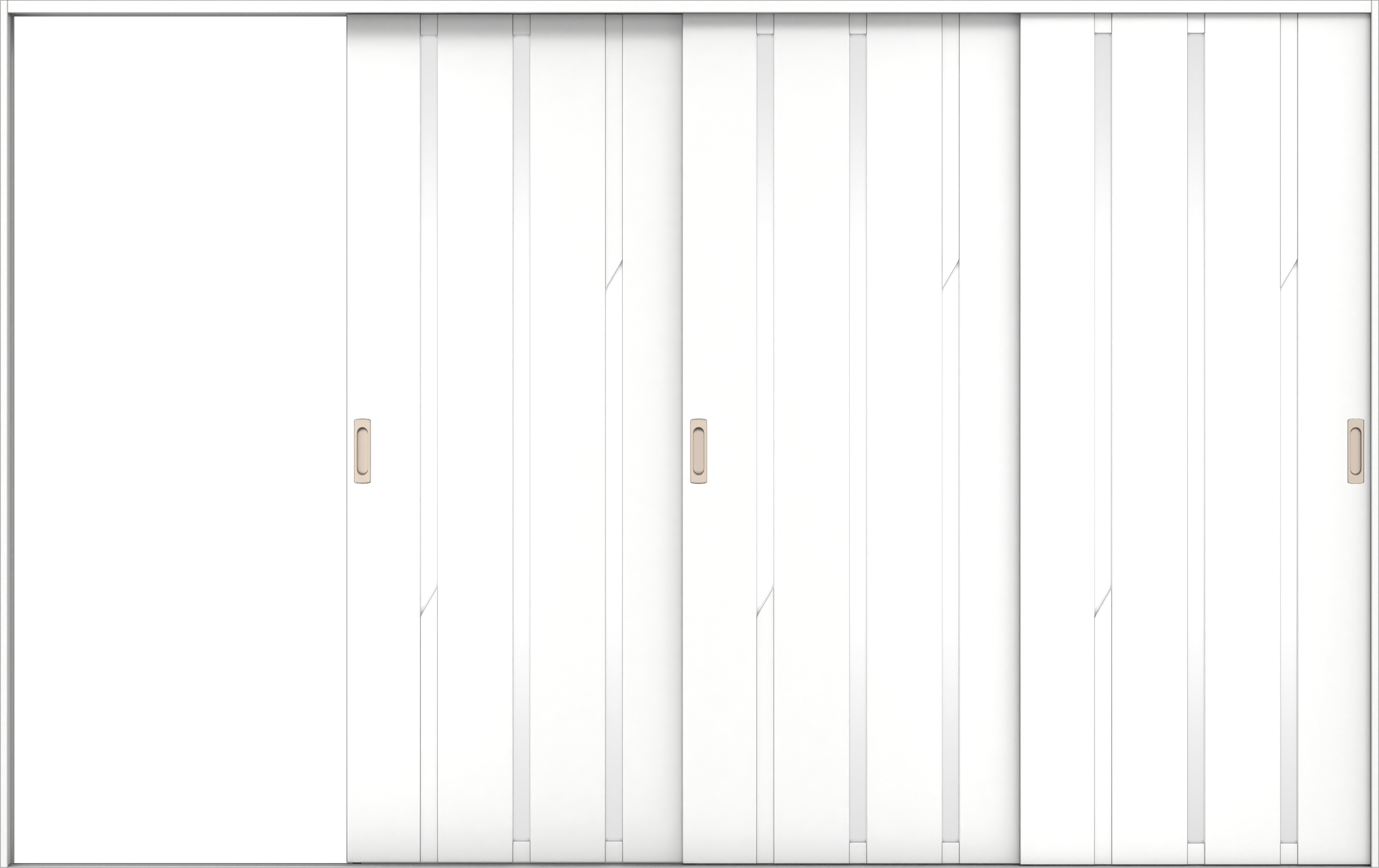 リビングドア　イエリア　引戸・３枚片引　扉セット　Ｅ３デザイン　３２２９幅用　２０００高　〈パウダーホワイト柄〉　左引用　錠なし　ラクラクローズ付