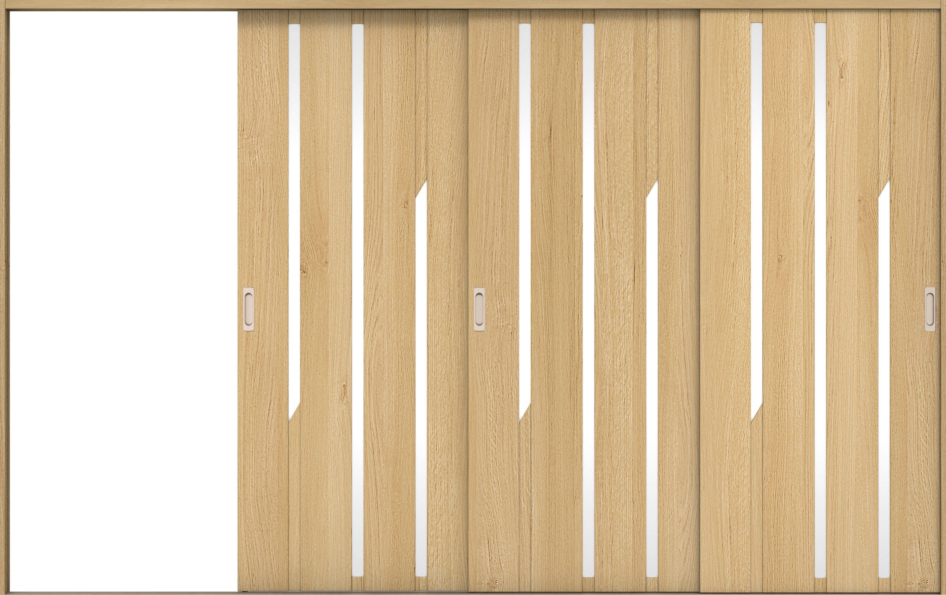 リビングドア　イエリア　引戸・３枚片引　扉セット　Ｅ３デザイン　３２２９幅用　２０００高　〈ライトオーカー柄〉　左引用　錠なし　ラクラクローズ付