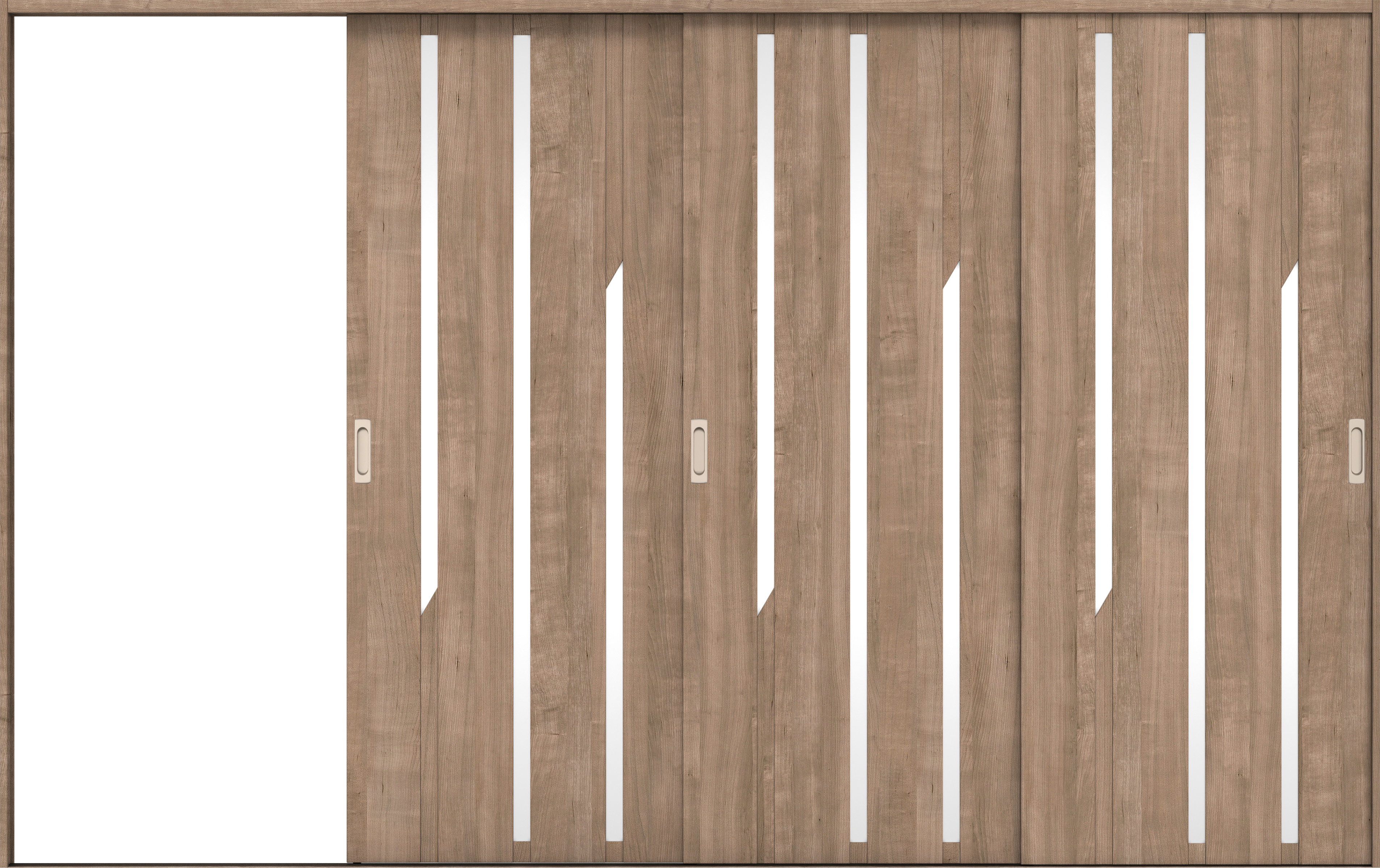 リビングドア　イエリア　引戸・３枚片引　扉セット　Ｅ３デザイン　３２２９幅用　２０００高　〈トープグレー柄〉　左引用　錠なし　ラクラクローズ付