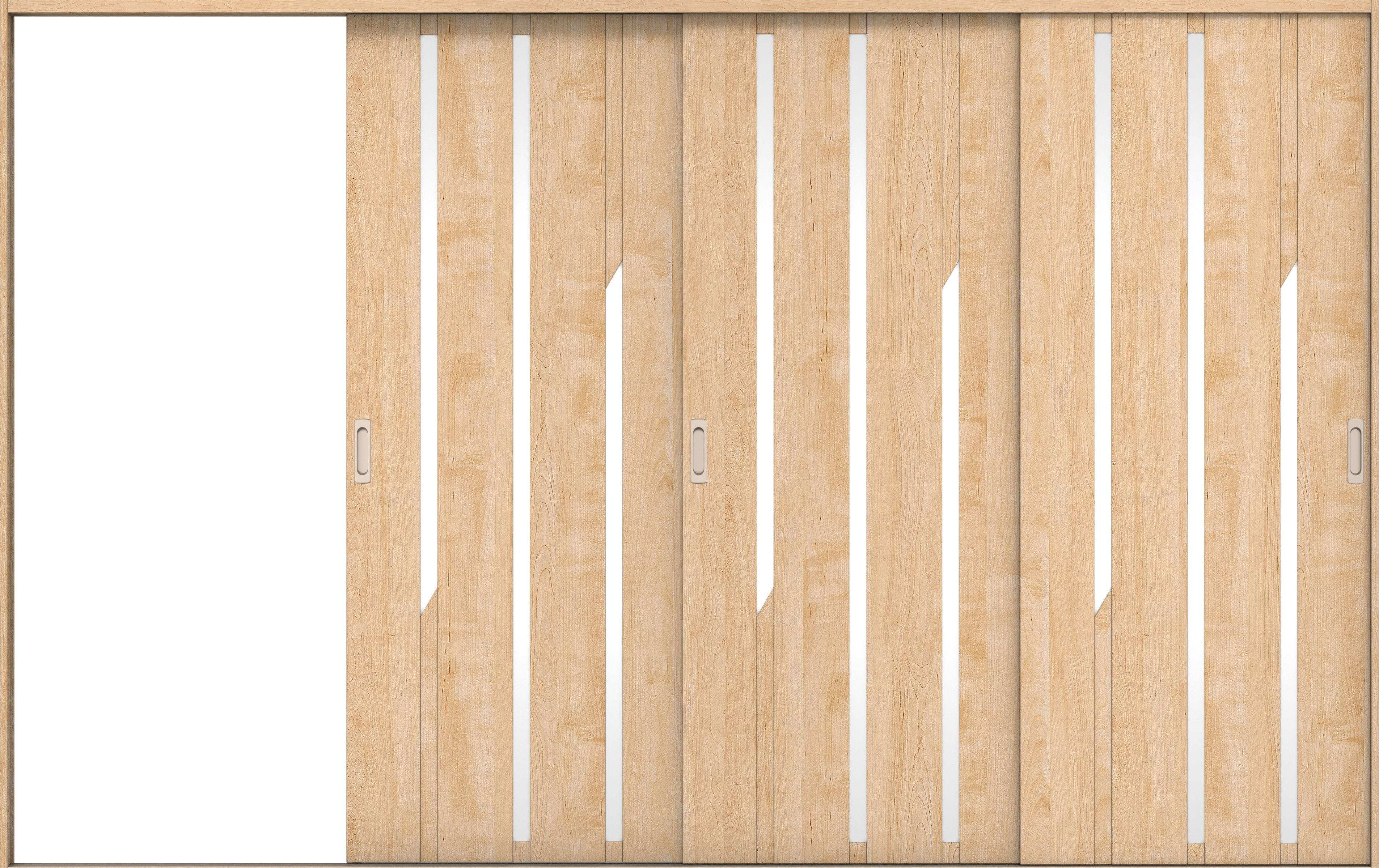 リビングドア　イエリア　引戸・３枚片引　扉セット　Ｅ３デザイン　３２２９幅用　２０００高　〈ミルベージュ柄〉　左引用　錠なし　ラクラクローズ付