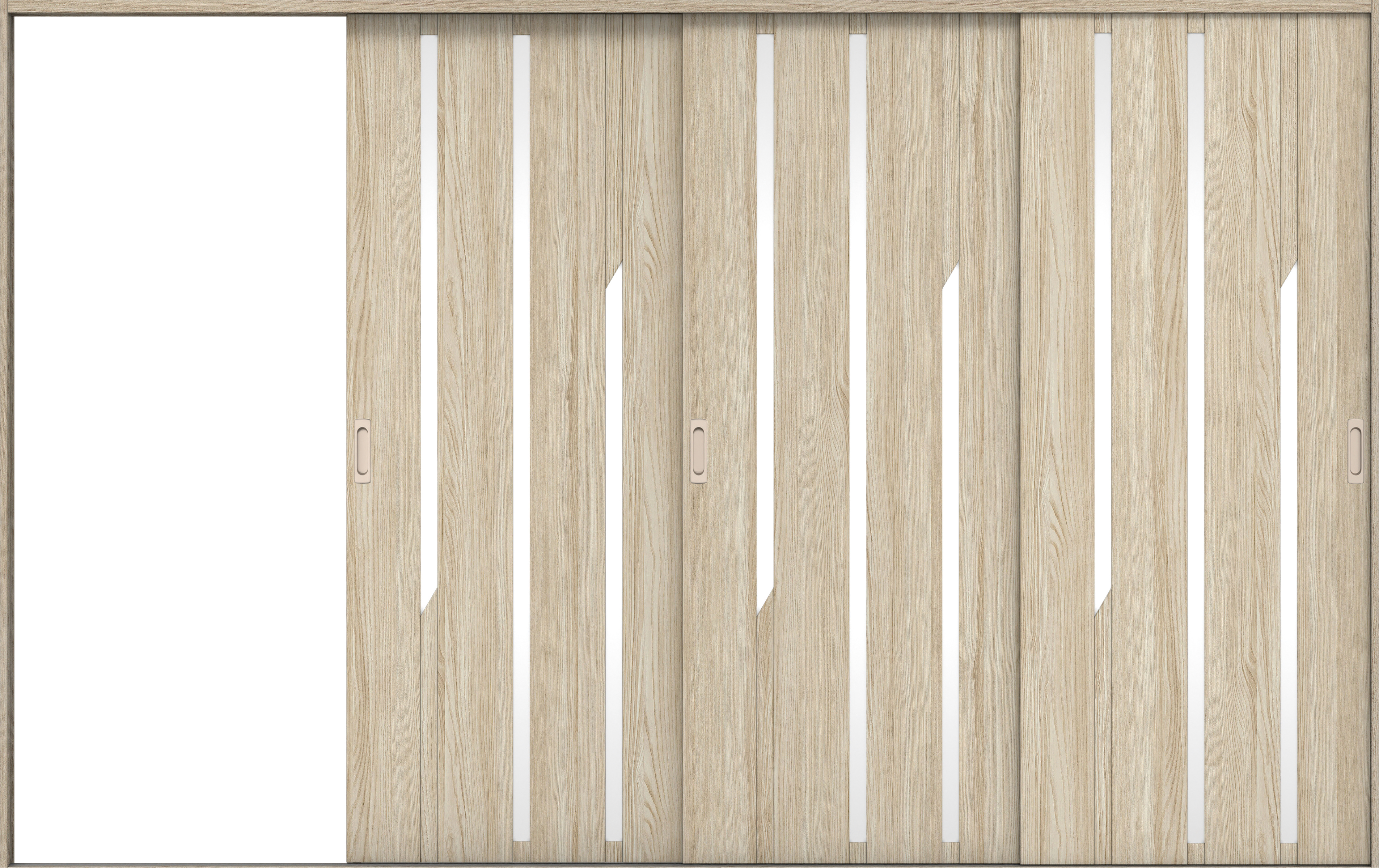 リビングドア　イエリア　引戸・３枚片引　扉セット　Ｅ３デザイン　３２２９幅用　２０００高　〈ソフトグレージュ柄〉　左引用　錠なし　ラクラクローズ付