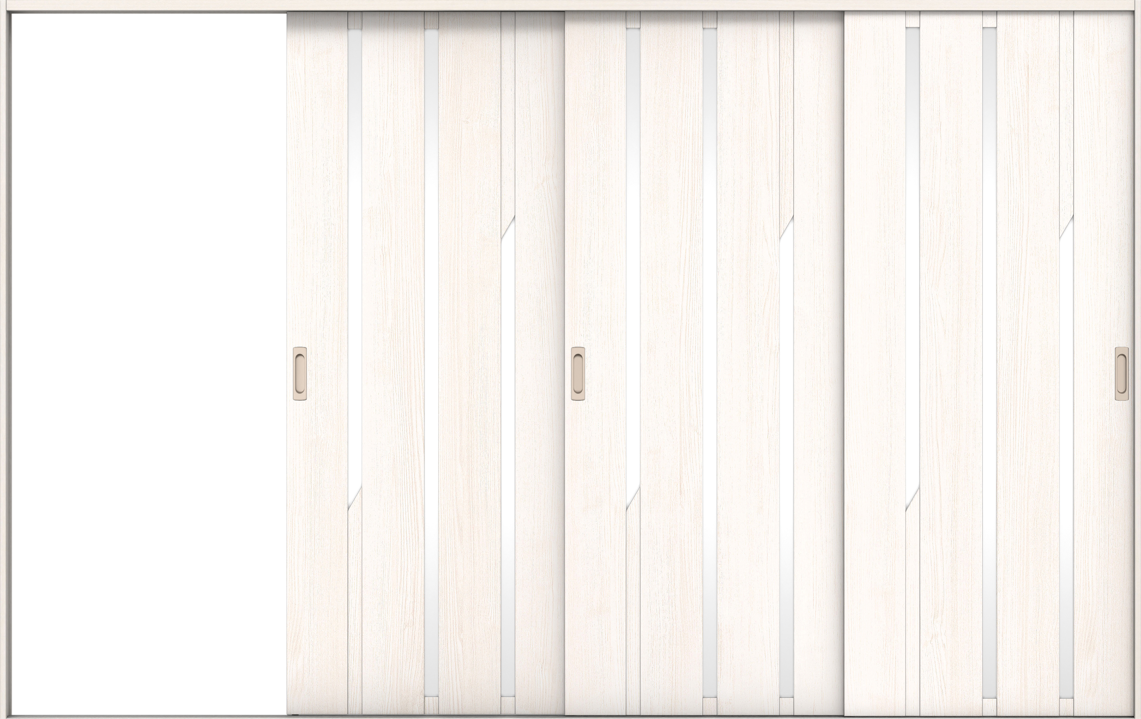 リビングドア　イエリア　引戸・３枚片引　扉セット　Ｅ３デザイン　３２２９幅用　２０００高　〈ネオホワイト柄〉　左引用　錠なし　ラクラクローズ付