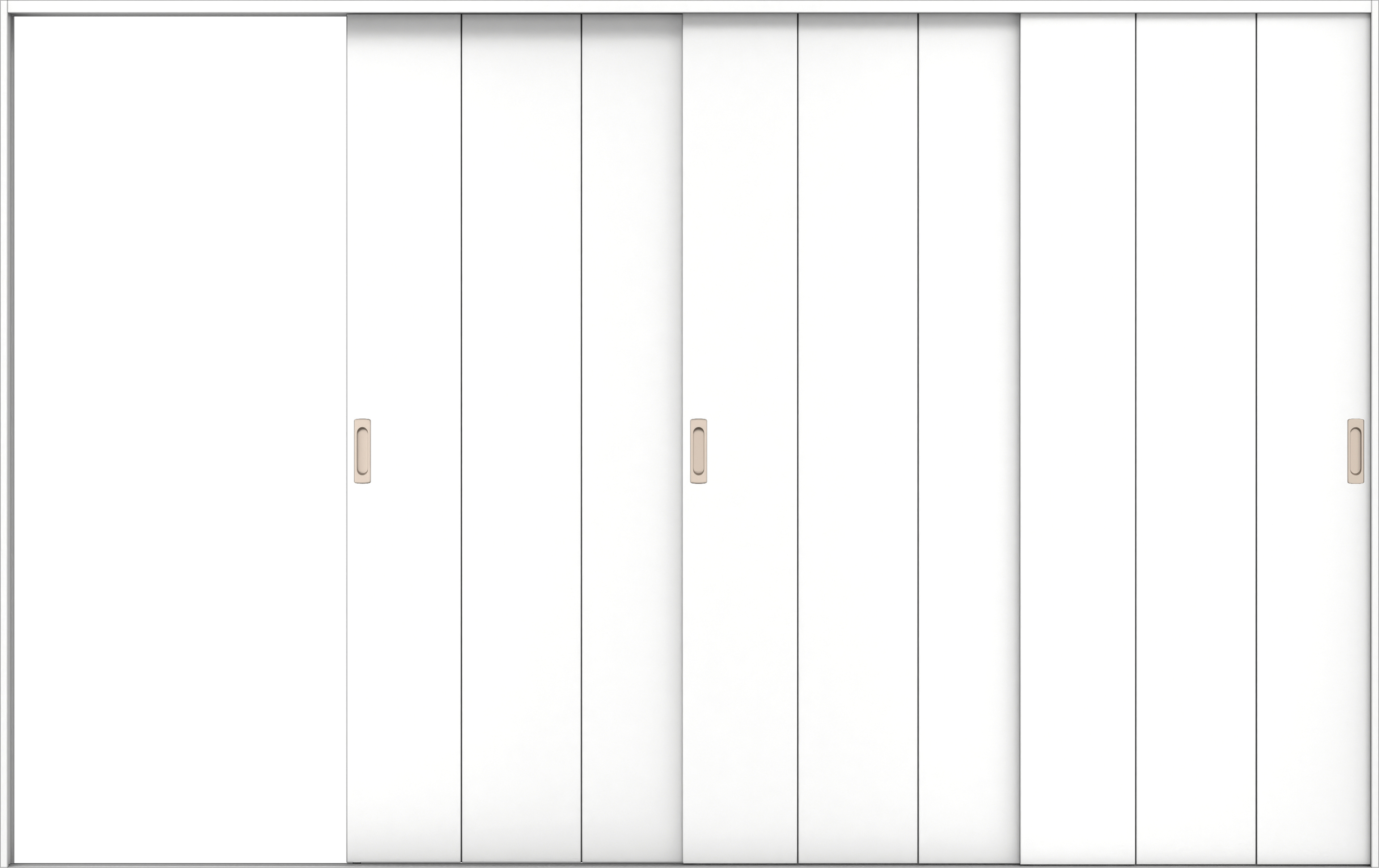 リビングドア　イエリア　引戸・３枚片引　扉セット　Ｇ１デザイン　３２２９幅用　２０００高　〈パウダーホワイト柄〉　左引用　錠なし　ラクラクローズ付